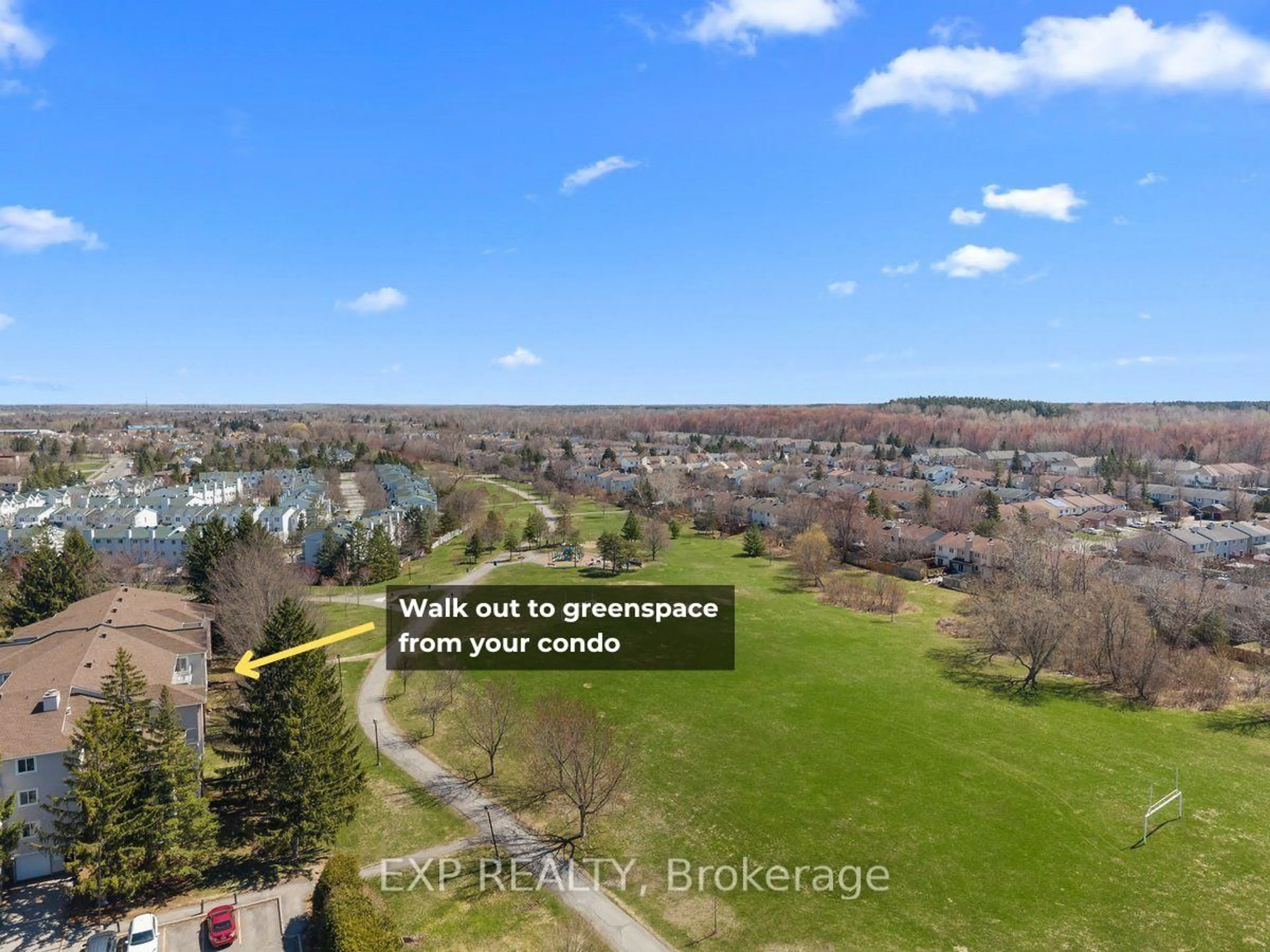 A pic from outside/outdoor area/front of a property/back of a property/a pic from drone, water/lake/river/ocean view for 268 Lorry Greenberg Dr #15, Ottawa Ontario K1T 3K1