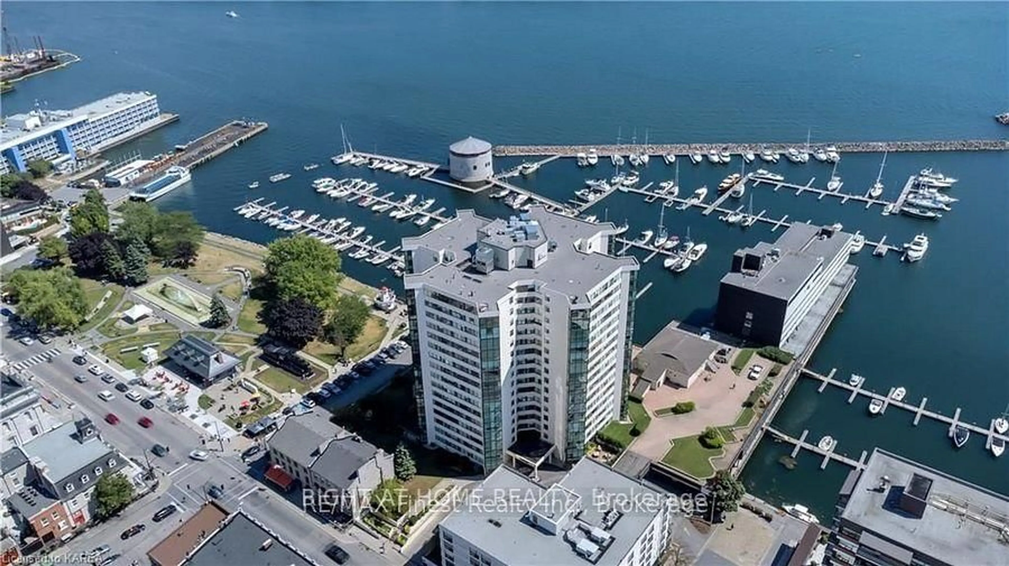 A pic from outside/outdoor area/front of a property/back of a property/a pic from drone, water/lake/river/ocean view for 185 ONTARIO St #1301, Kingston Ontario K7L 2Y7