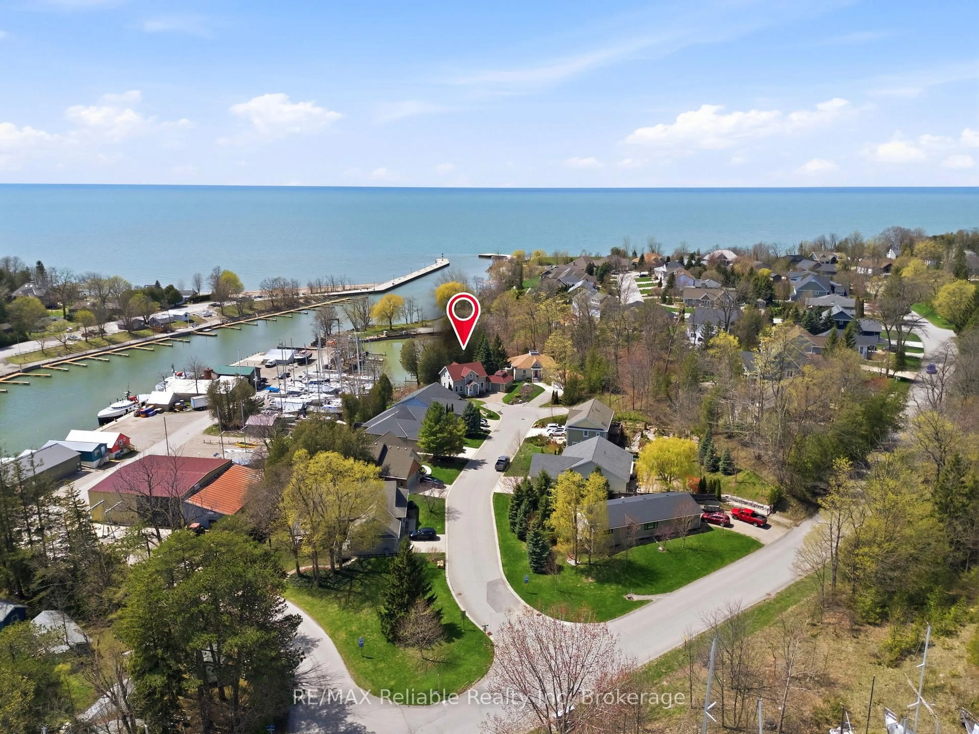 A pic from outside/outdoor area/front of a property/back of a property/a pic from drone, water/lake/river/ocean view for 10 Hidden Valley Lane, Bluewater Ontario N0M 1G0