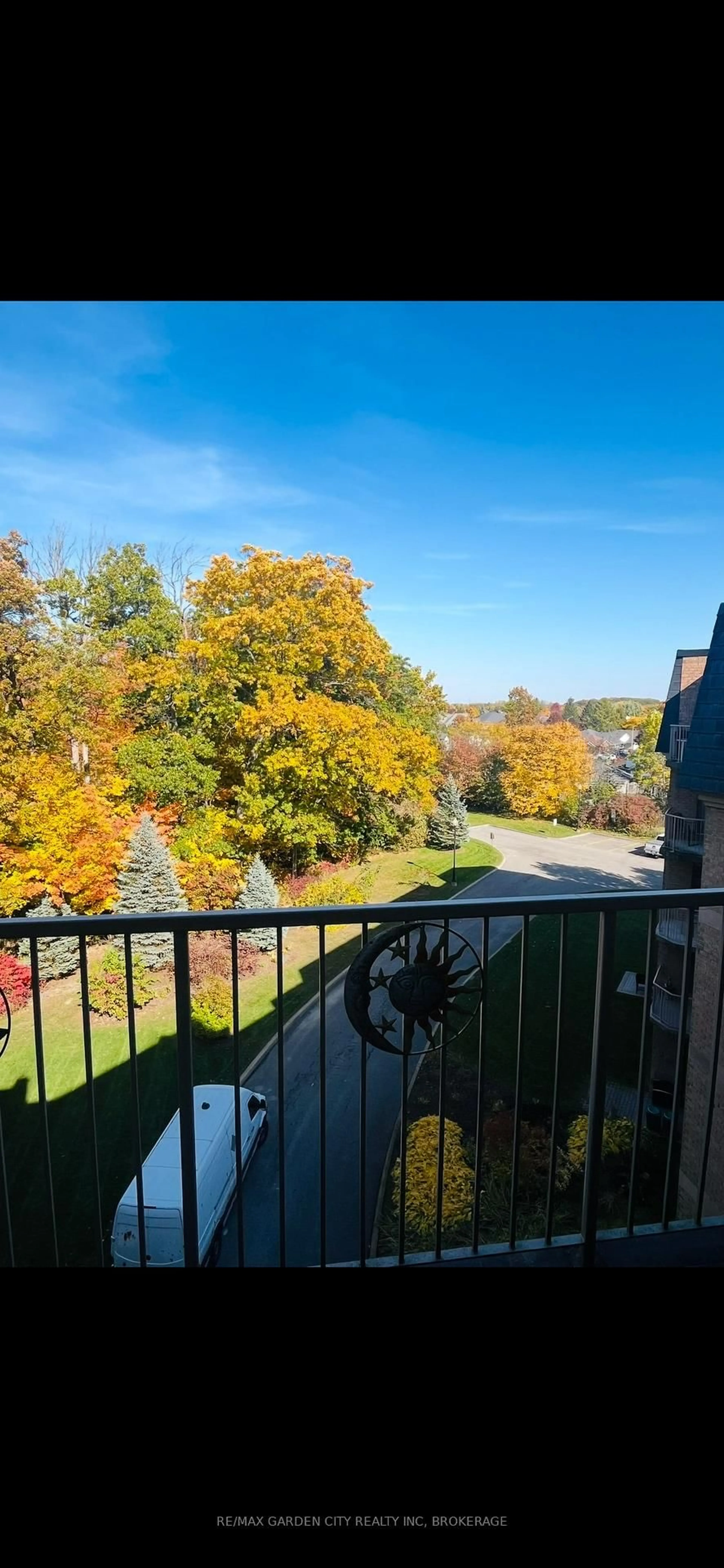 Balcony in the apartment, city buildings view from balcony for 8111 Forest Glen Dr #504, Niagara Falls Ontario L2H 2Y7