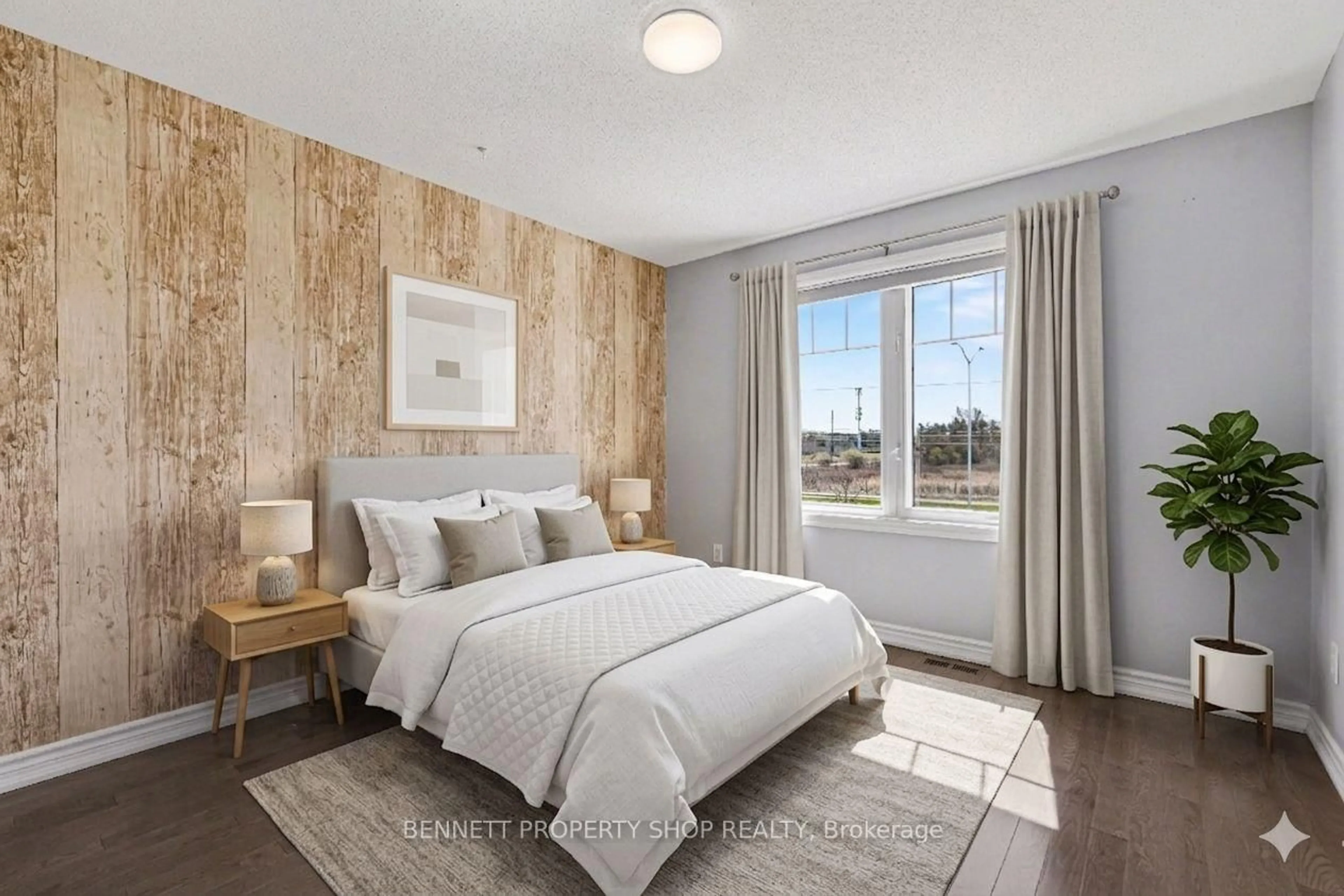 Bedroom with bed, wood/laminate floor for 159 Conifer Creek Circ, Ottawa Ontario K2M 0M2