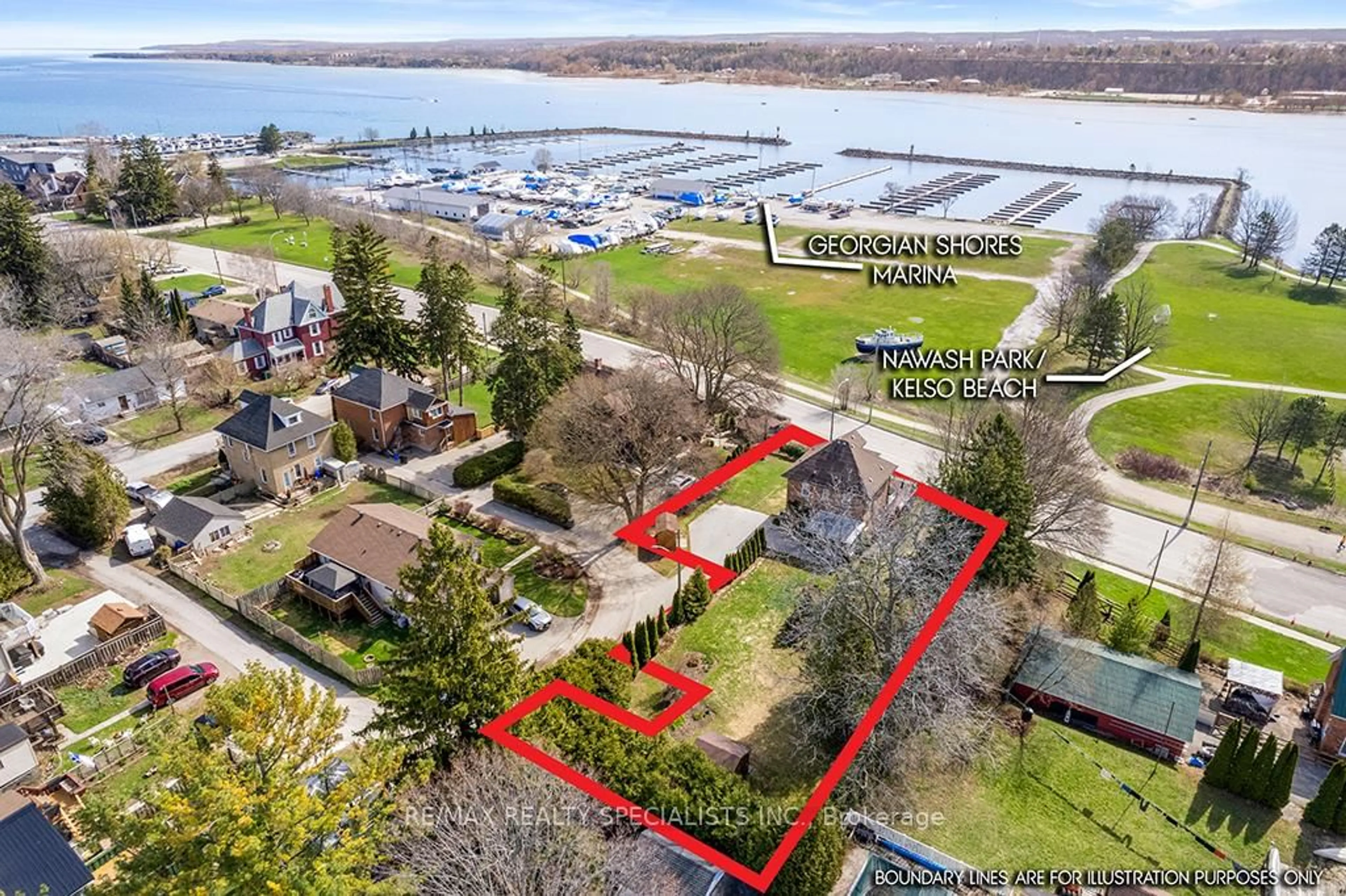 A pic from outside/outdoor area/front of a property/back of a property/a pic from drone, water/lake/river/ocean view for 2149 3rd Avenue A, Owen Sound Ontario N4K 4S1