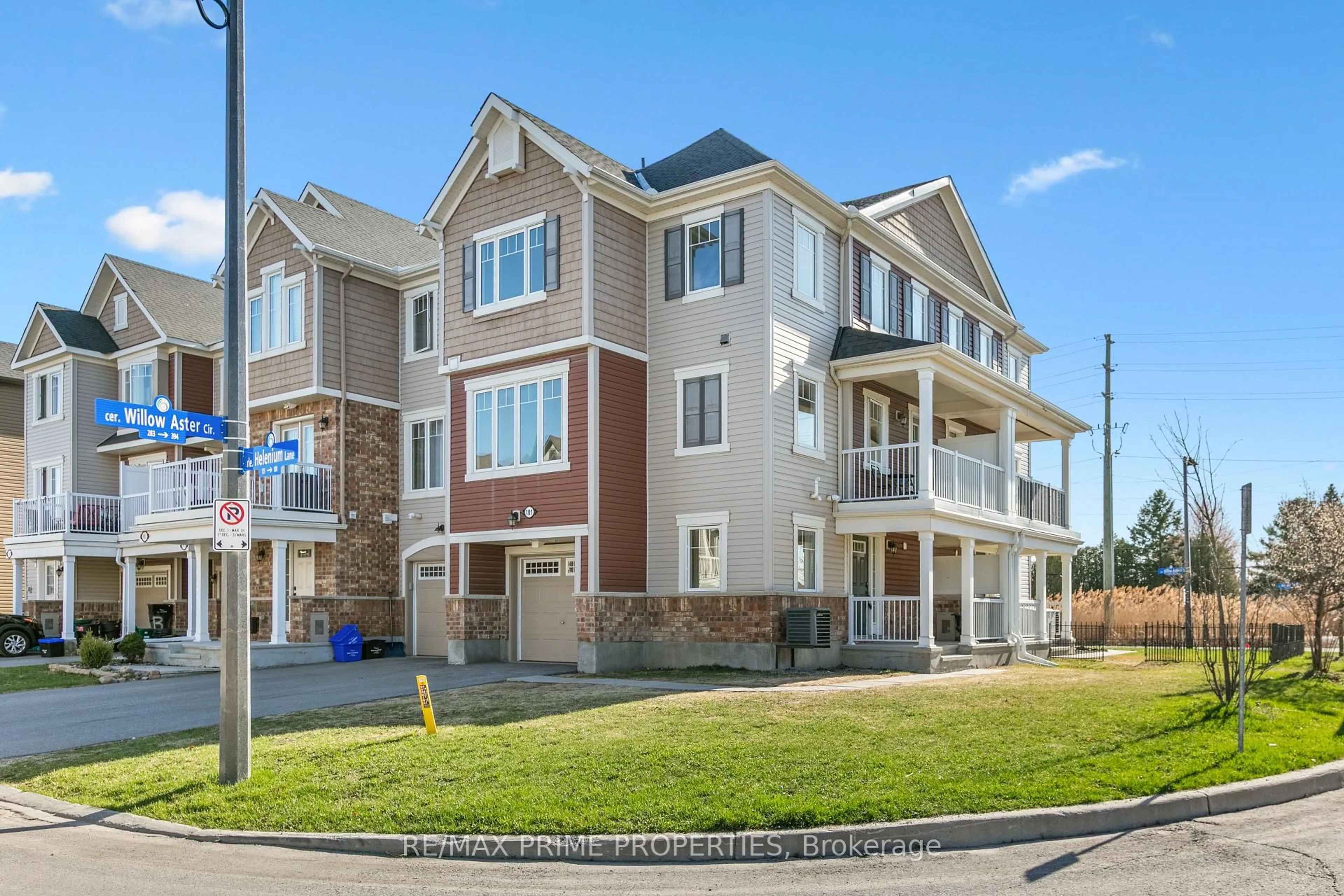 Home with vinyl exterior material, street for 101 Helenium Lane, Ottawa Ontario K4A 1C5