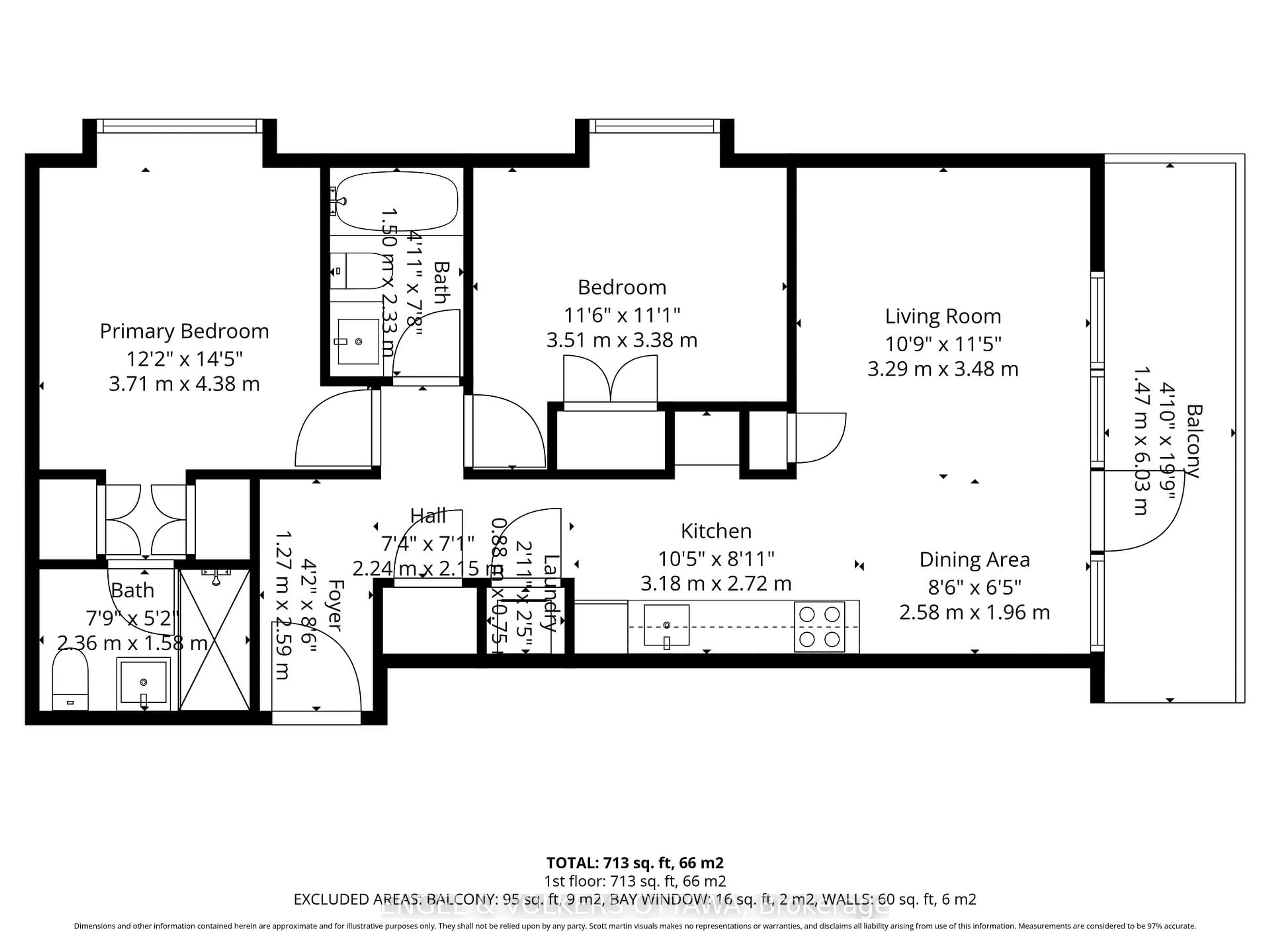 Floor plan for 201 Parkdale Ave #807, Ottawa Ontario K1Y 1E8