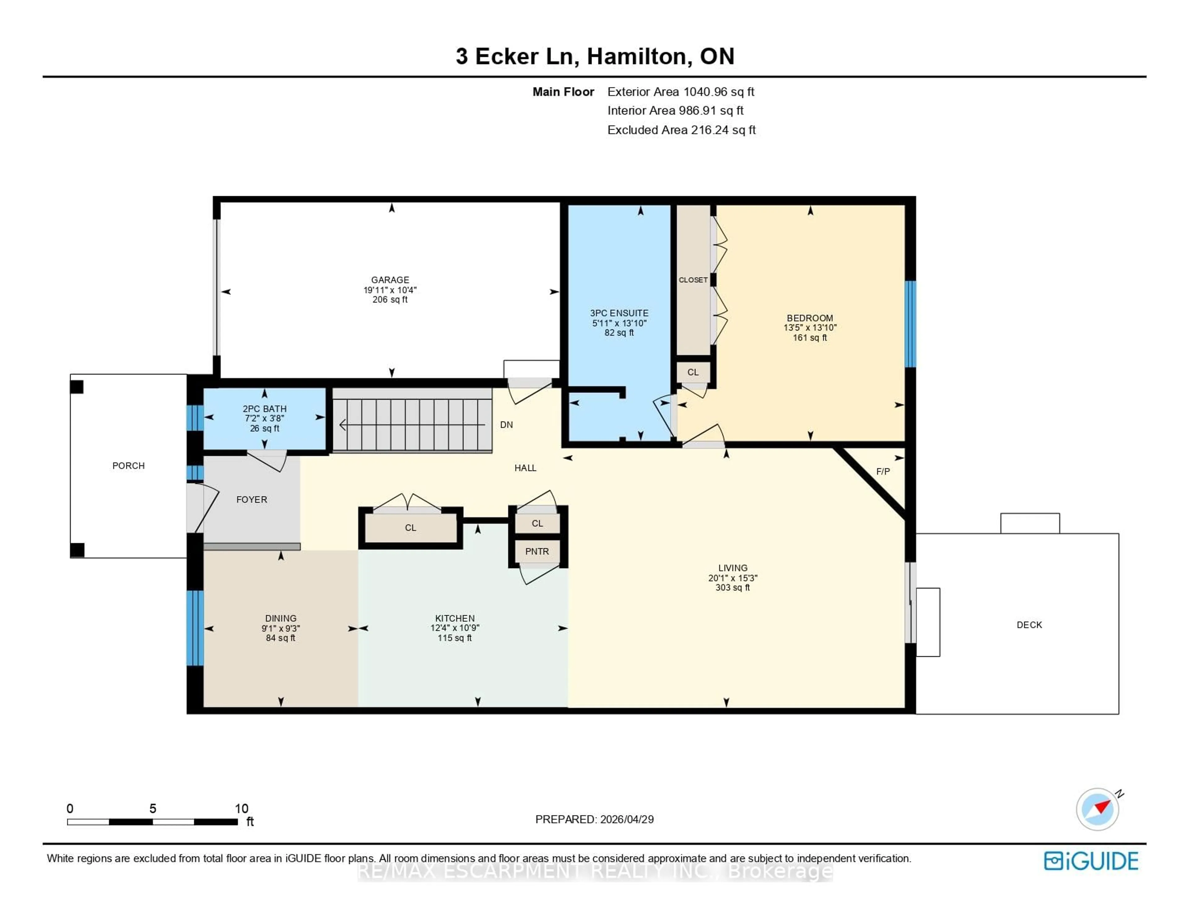 Floor plan for 3 Ecker Lane, Hamilton Ontario L0R 1C0