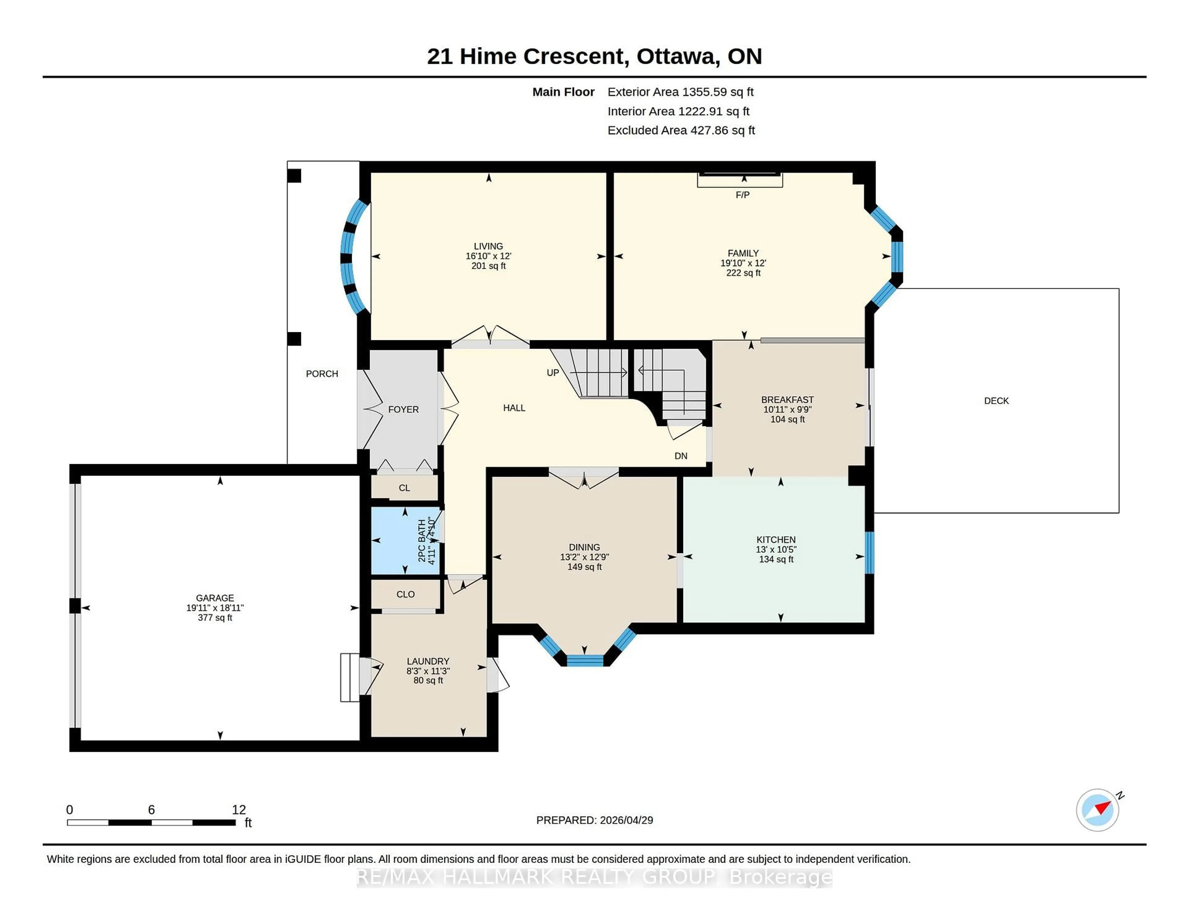 Floor plan for 21 Hime Cres, Ottawa Ontario K1G 4S1