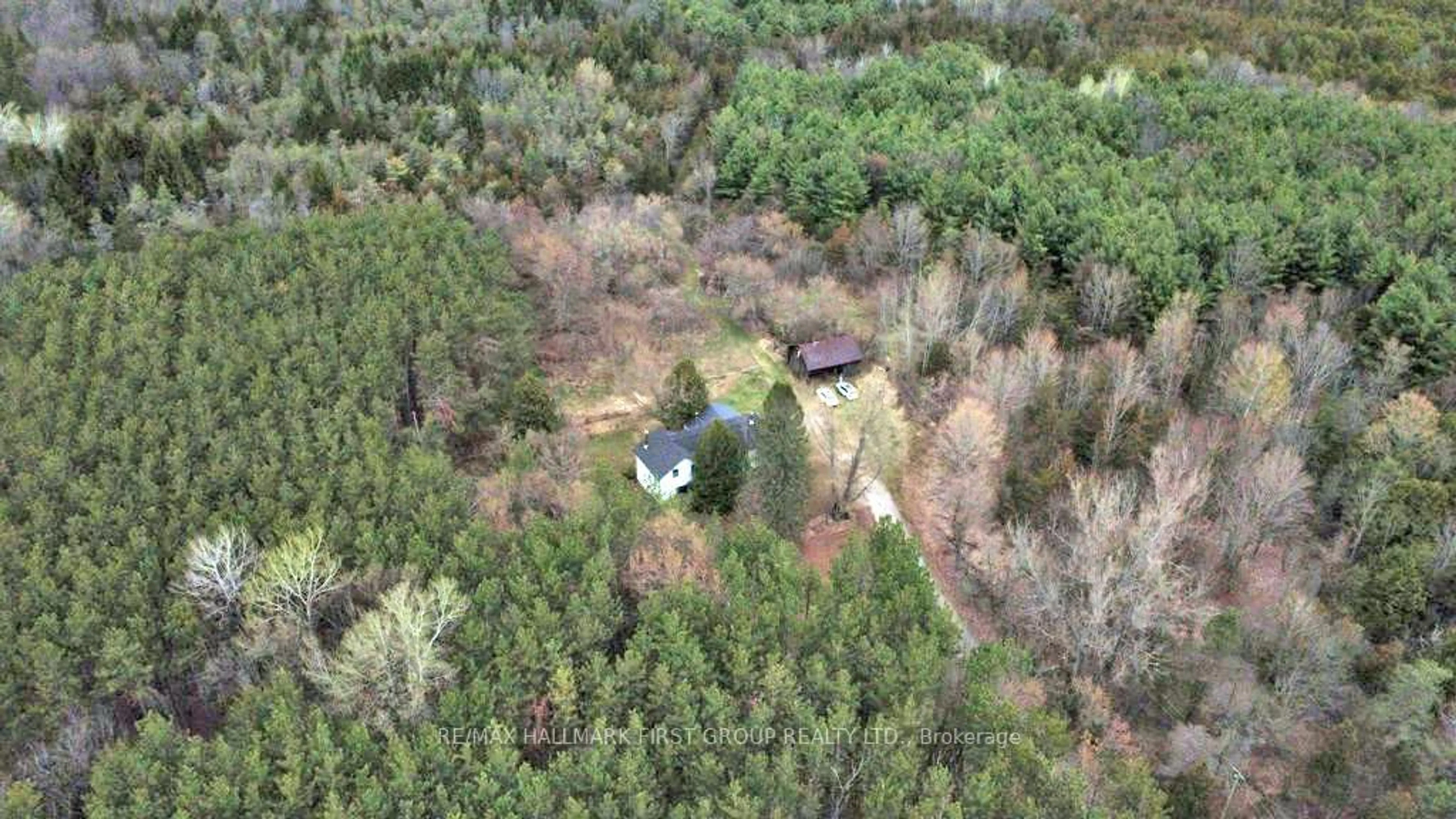 A pic from outside/outdoor area/front of a property/back of a property/a pic from drone, forest/trees view for 324 Thomasburg Rd, Thomasburg Ontario K0K 3H0