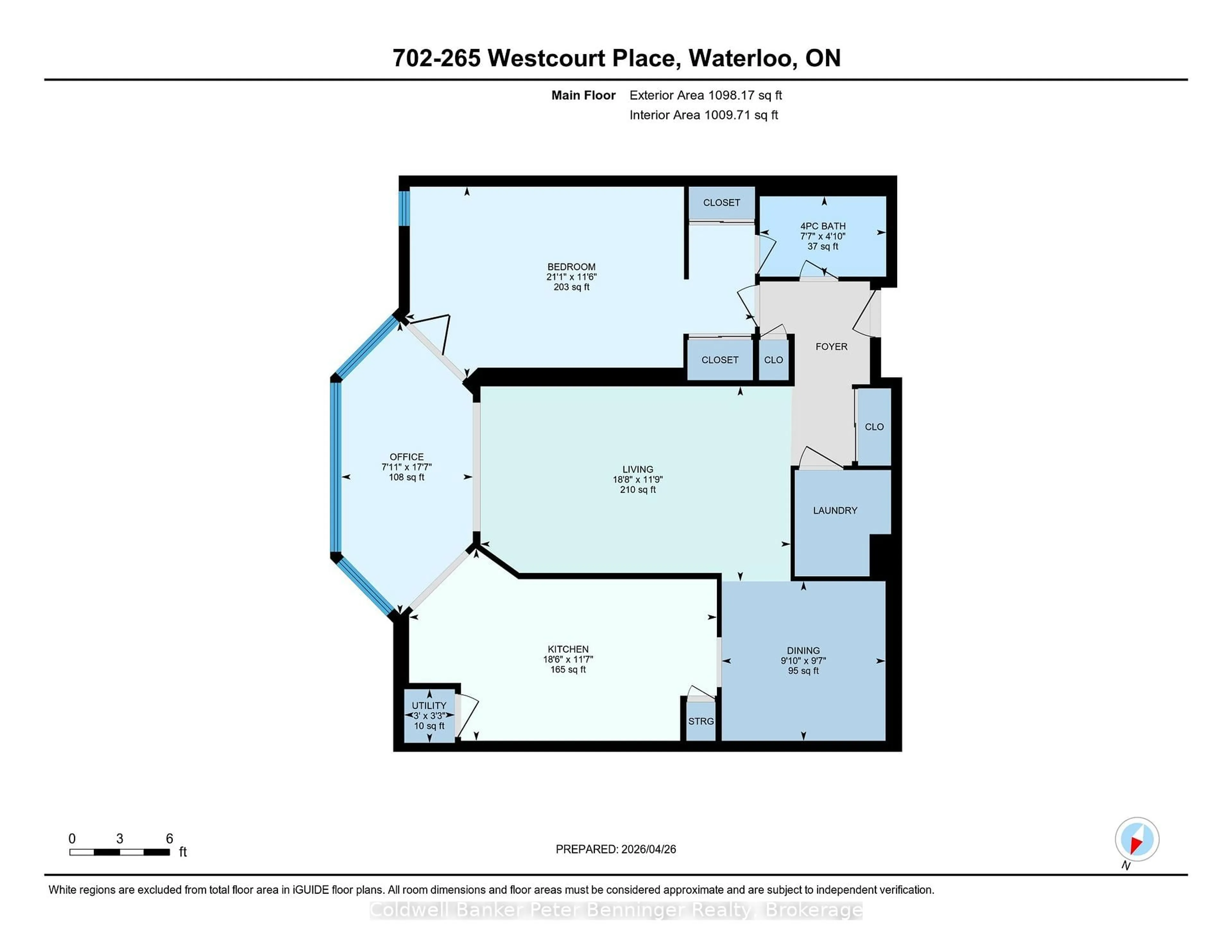 Floor plan for 265 Westcourt Pl #702, Waterloo Ontario N2L 6E4