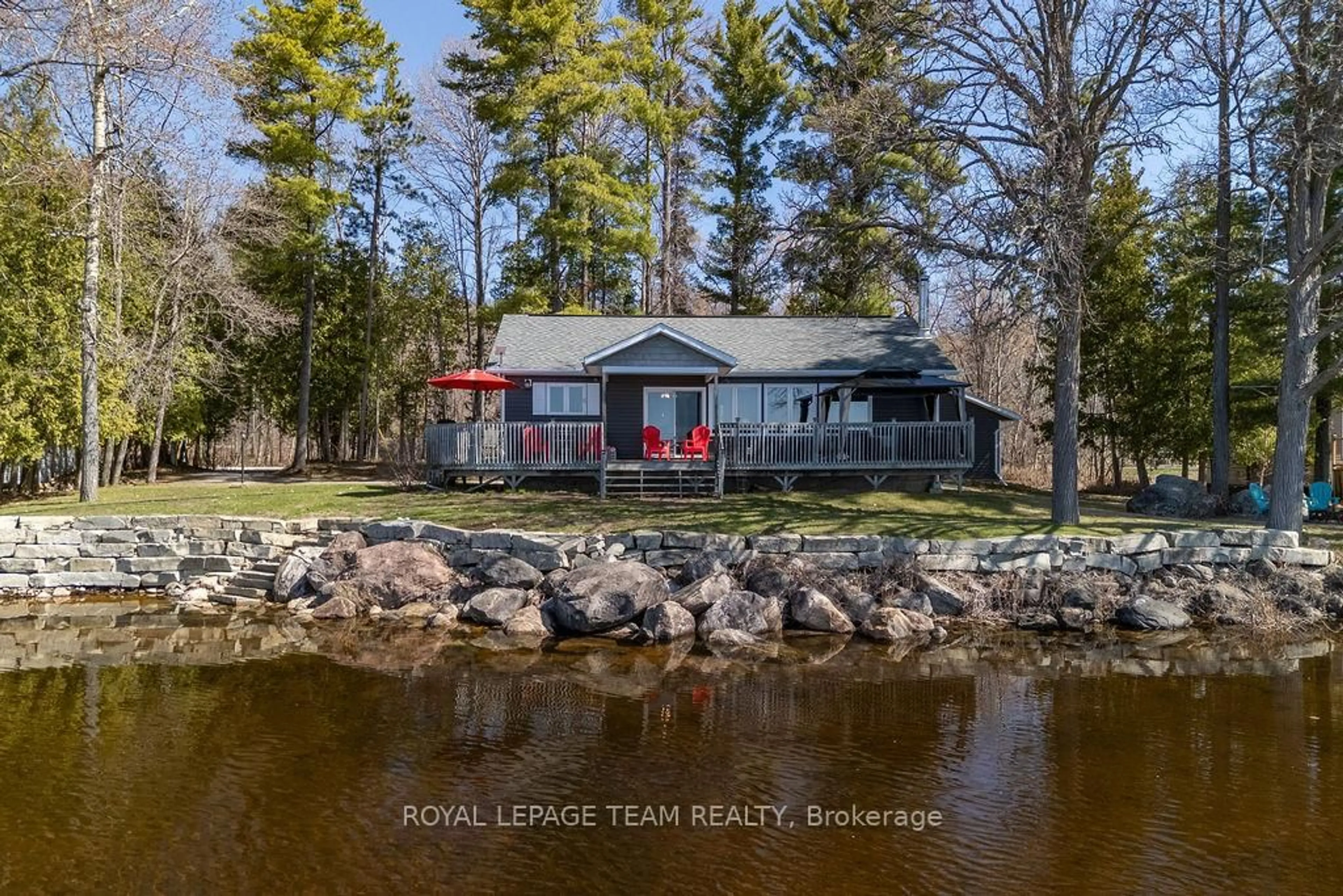 A pic from outside/outdoor area/front of a property/back of a property/a pic from drone, water/lake/river/ocean view for 9 Mcnee Dr, Golden Lake Ontario K0J 1X0