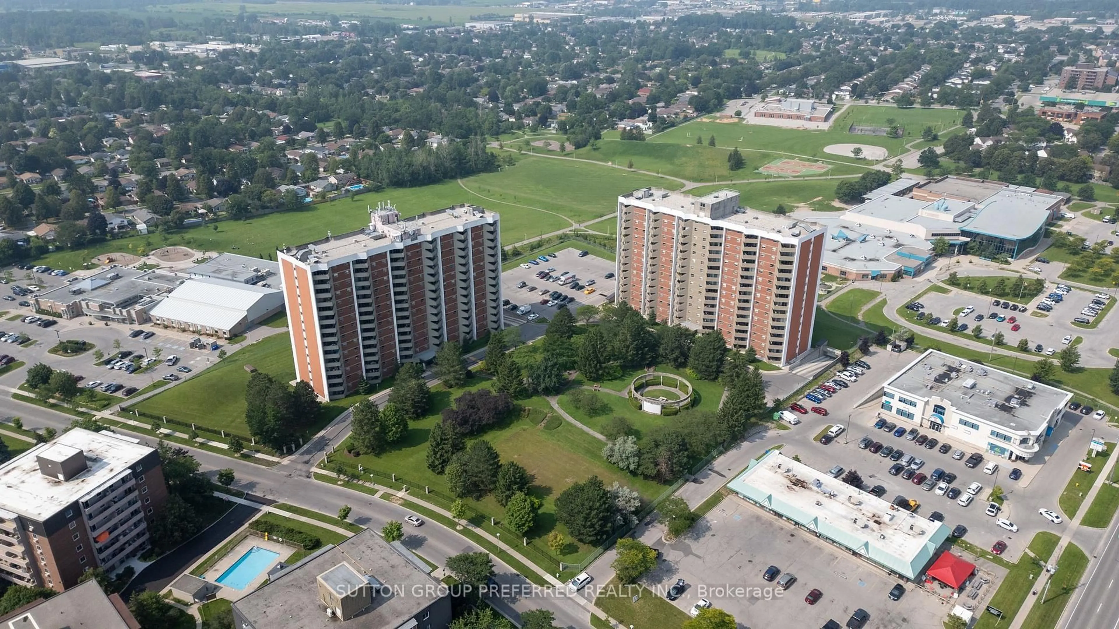 A pic from outside/outdoor area/front of a property/back of a property/a pic from drone, city buildings view from balcony for 1105 Jalna Blvd #404, London South Ontario N6E 2S9