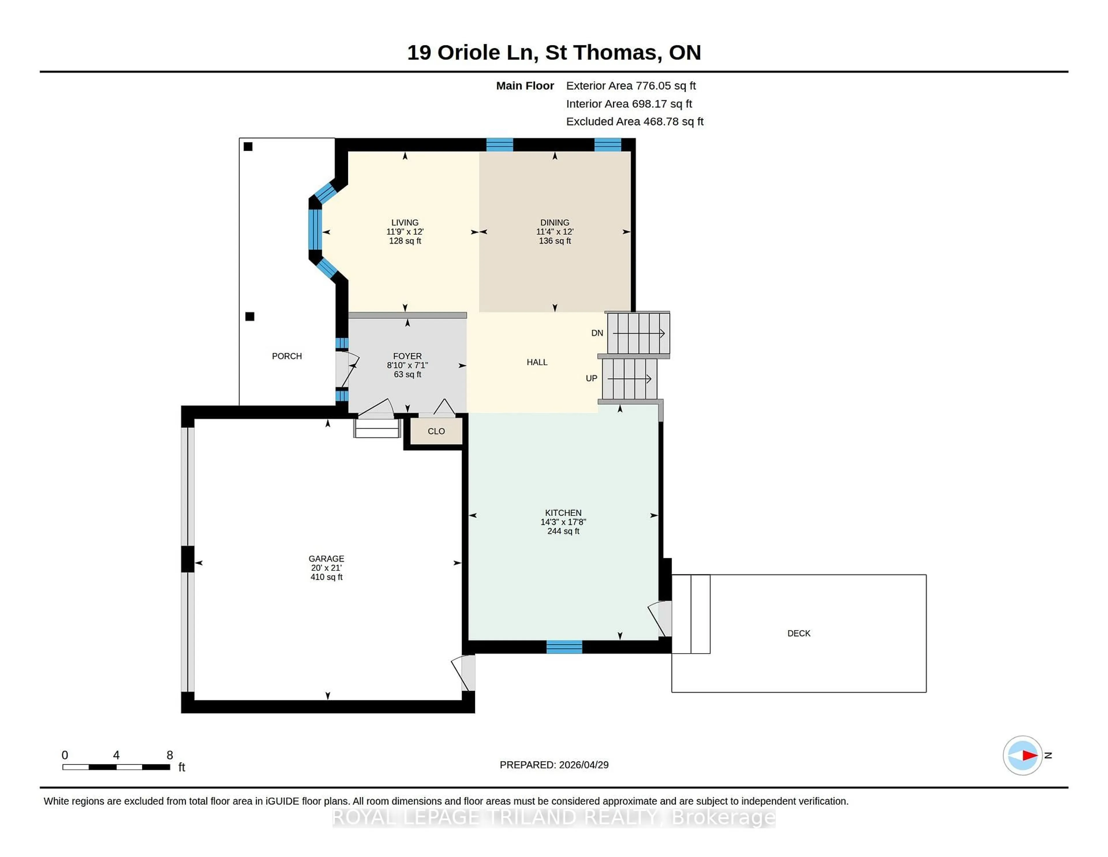 Floor plan for 19 Oriole Lane, St. Thomas Ontario N5R 6K8
