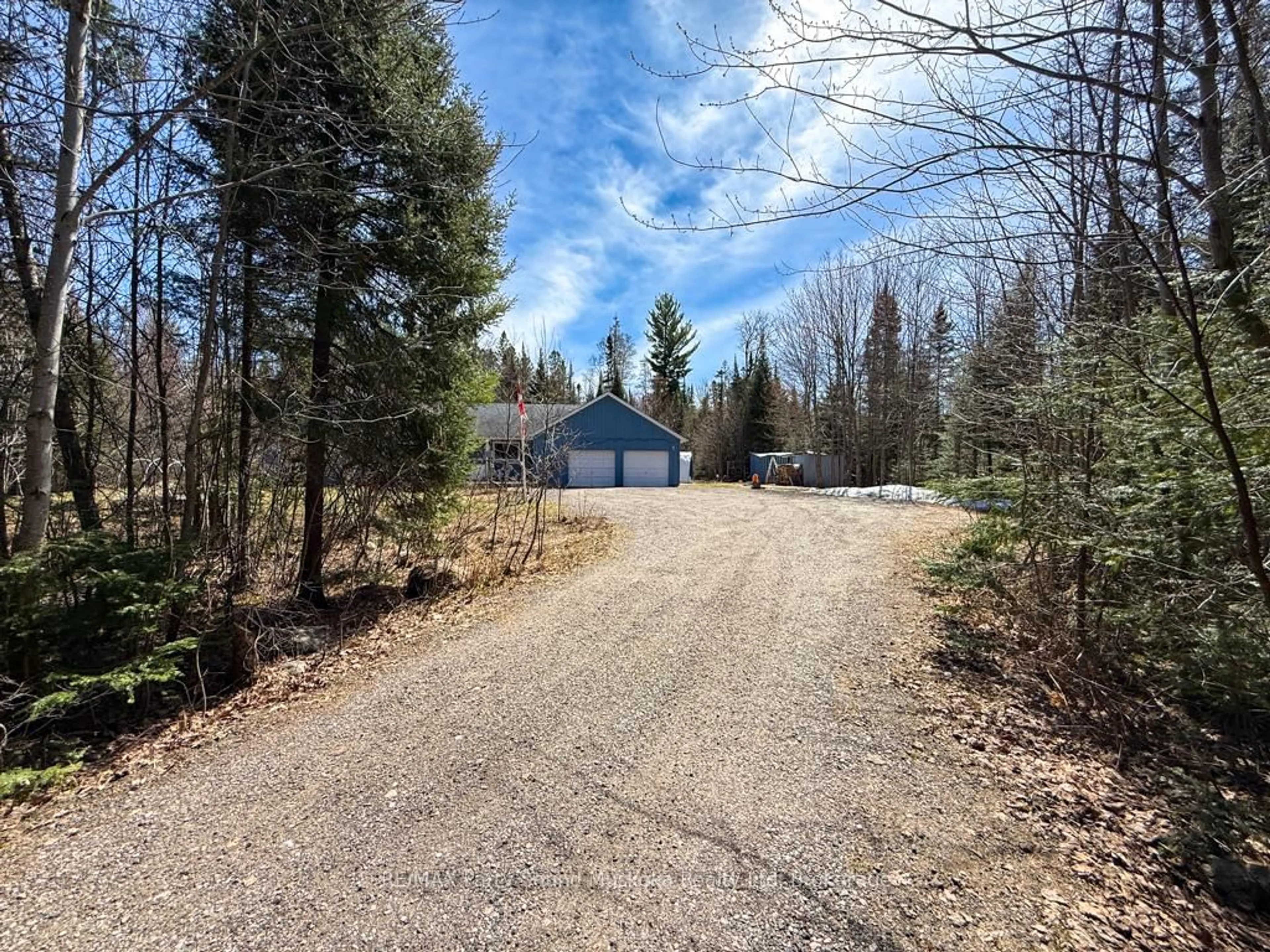 A pic from outside/outdoor area/front of a property/back of a property/a pic from drone, forest/trees view for 1819 Machar Strong Boundary Rd, Strong Ontario P0A 1Z0