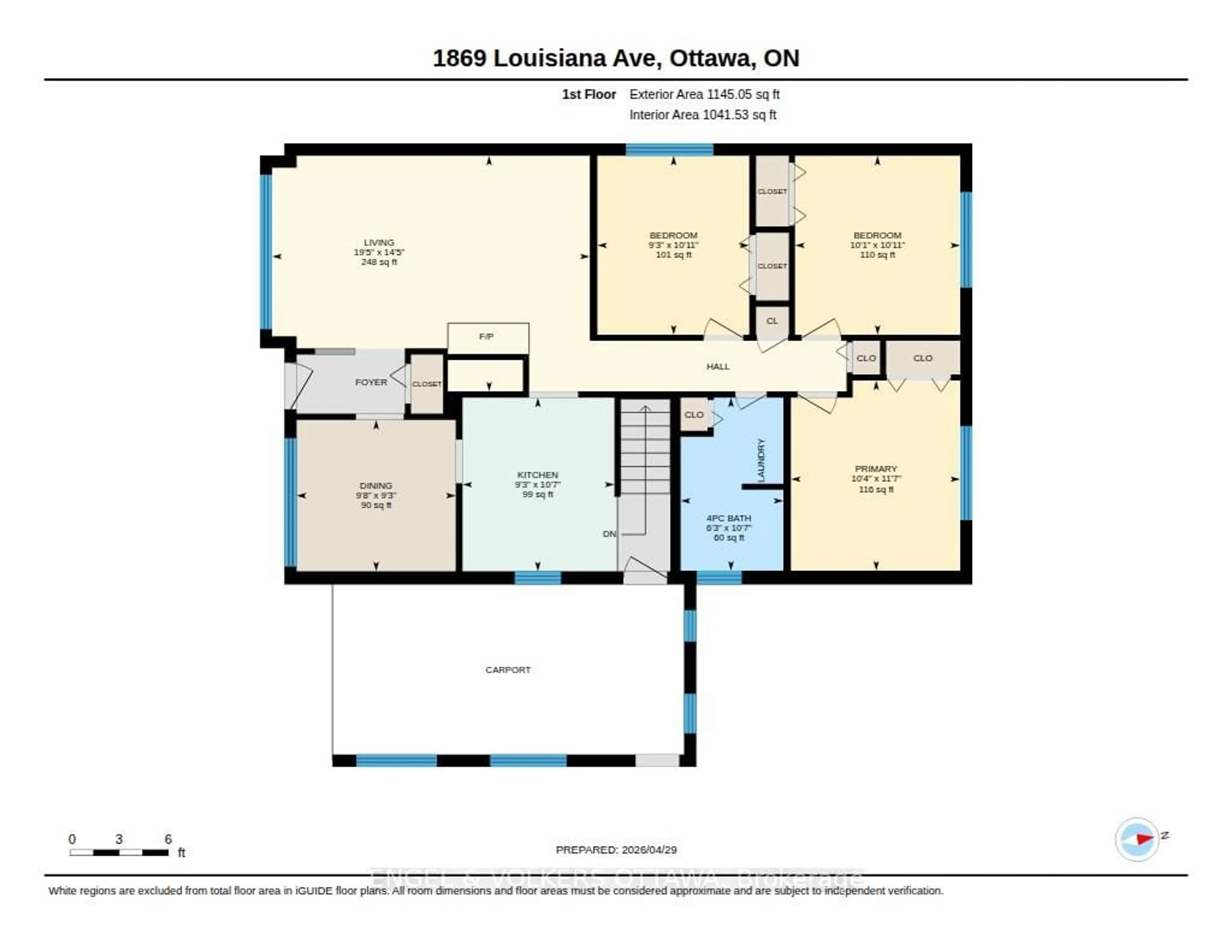 Floor plan for 1869 Louisiana Ave, Ottawa Ontario K1H 6T8