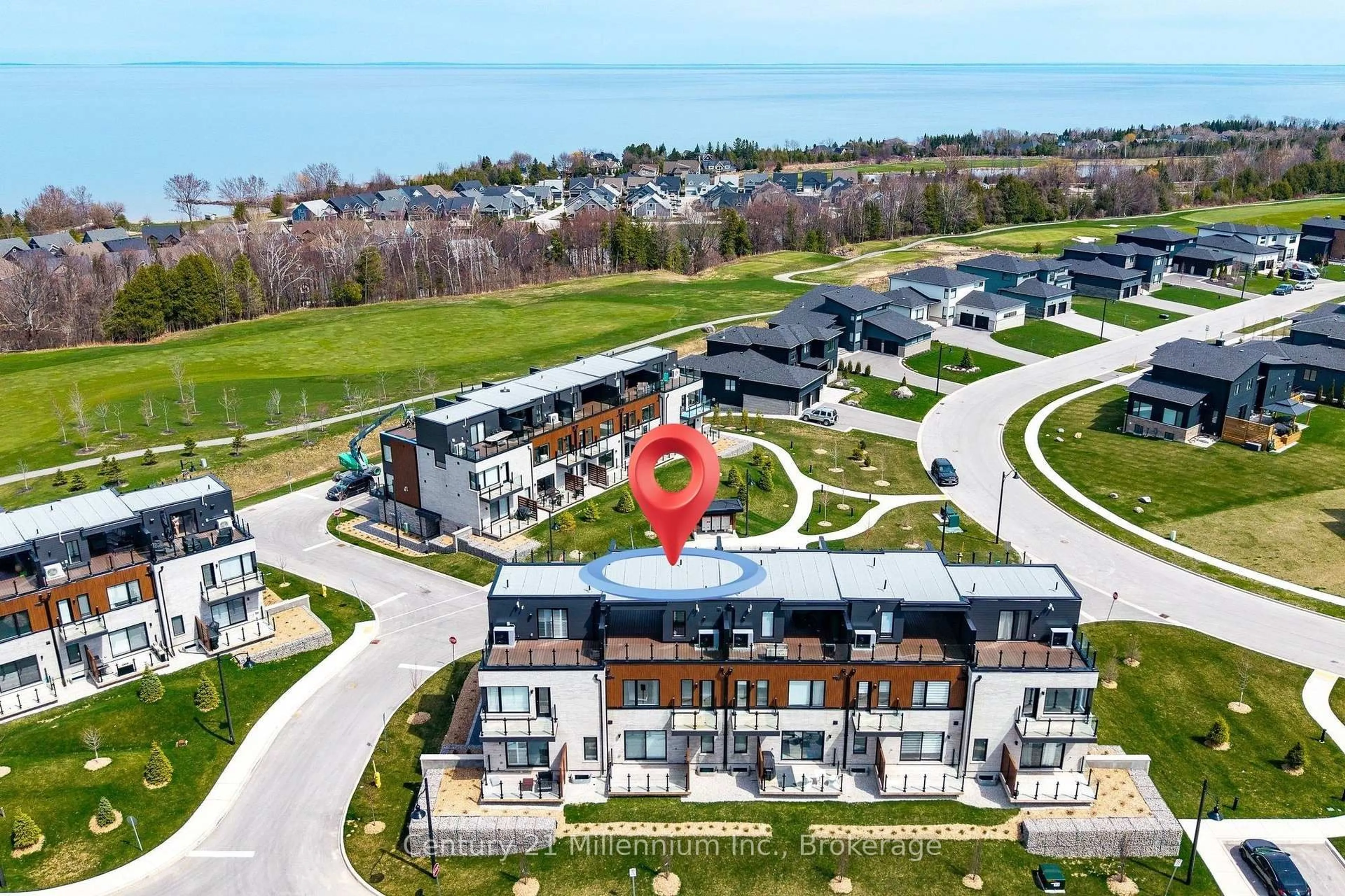 A pic from outside/outdoor area/front of a property/back of a property/a pic from drone, water/lake/river/ocean view for 117 Sladden Crt ## 2, Blue Mountains Ontario N0H 2P0