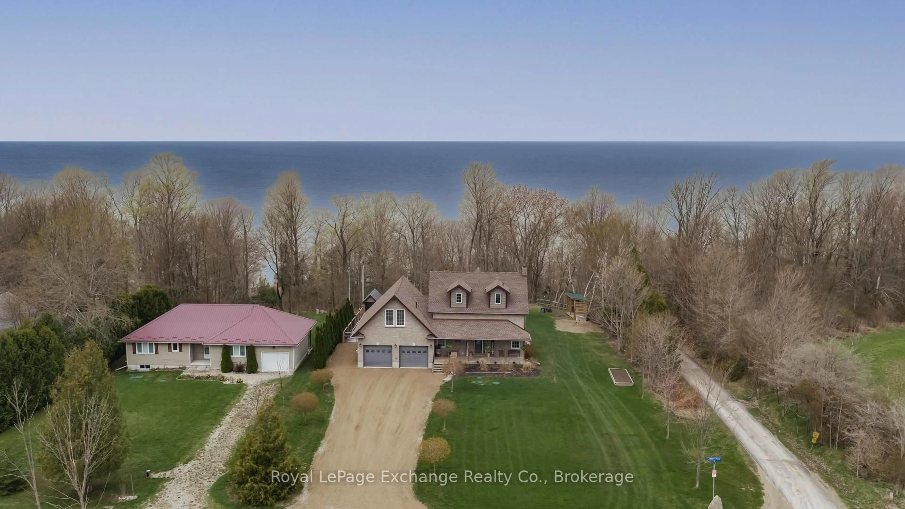 A pic from outside/outdoor area/front of a property/back of a property/a pic from drone, water/lake/river/ocean view for 84189 Upper Rd., Rr#3, Lakeland Estates, Ashfield-Colborne-Wawanosh Ontario N7A 3X9