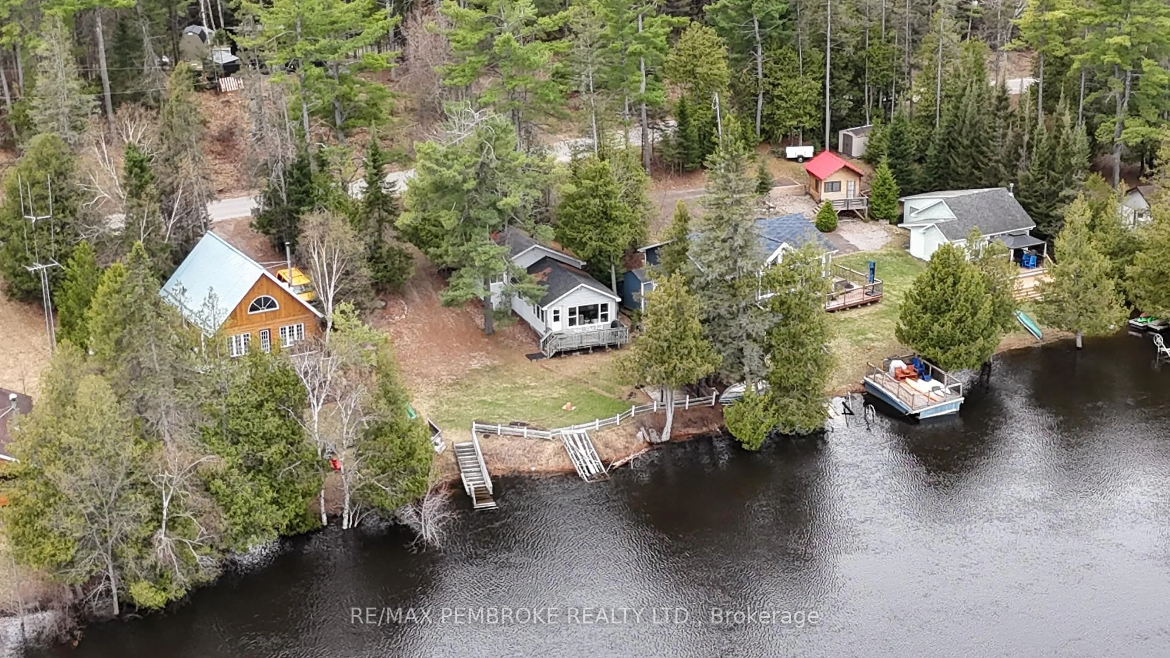 A pic from outside/outdoor area/front of a property/back of a property/a pic from drone, water/lake/river/ocean view for 354 Greenway Dr, Westmeath Ontario K0J 2L0