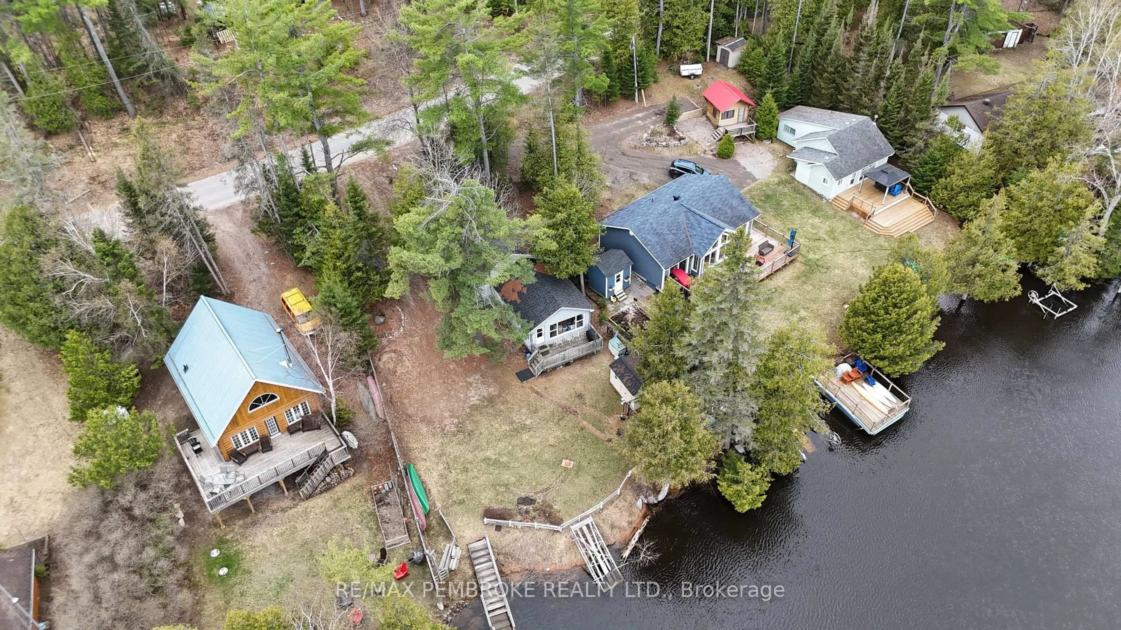A pic from outside/outdoor area/front of a property/back of a property/a pic from drone, water/lake/river/ocean view for 354 Greenway Dr, Westmeath Ontario K0J 2L0