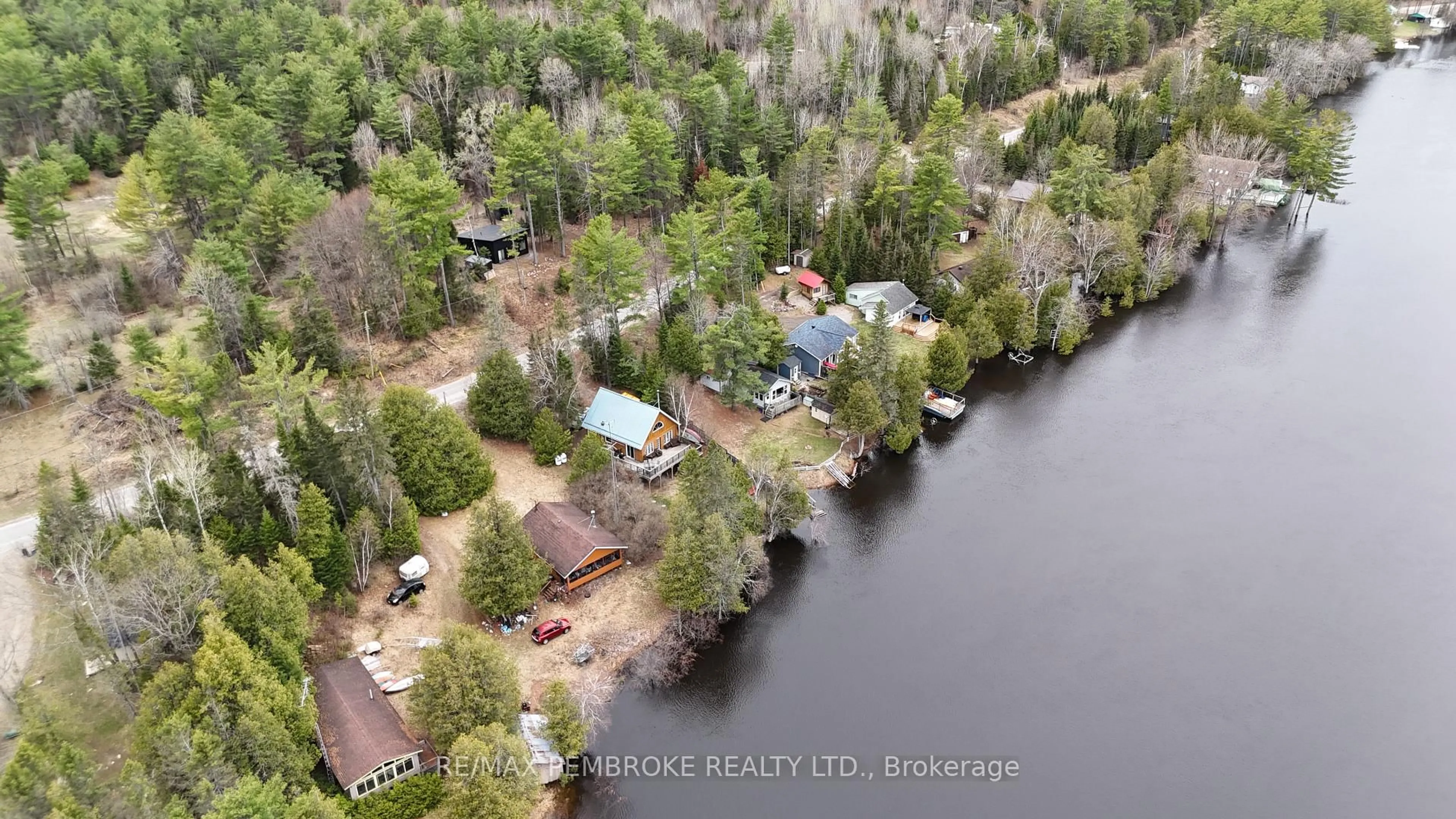 A pic from outside/outdoor area/front of a property/back of a property/a pic from drone, water/lake/river/ocean view for 354 Greenway Dr, Westmeath Ontario K0J 2L0