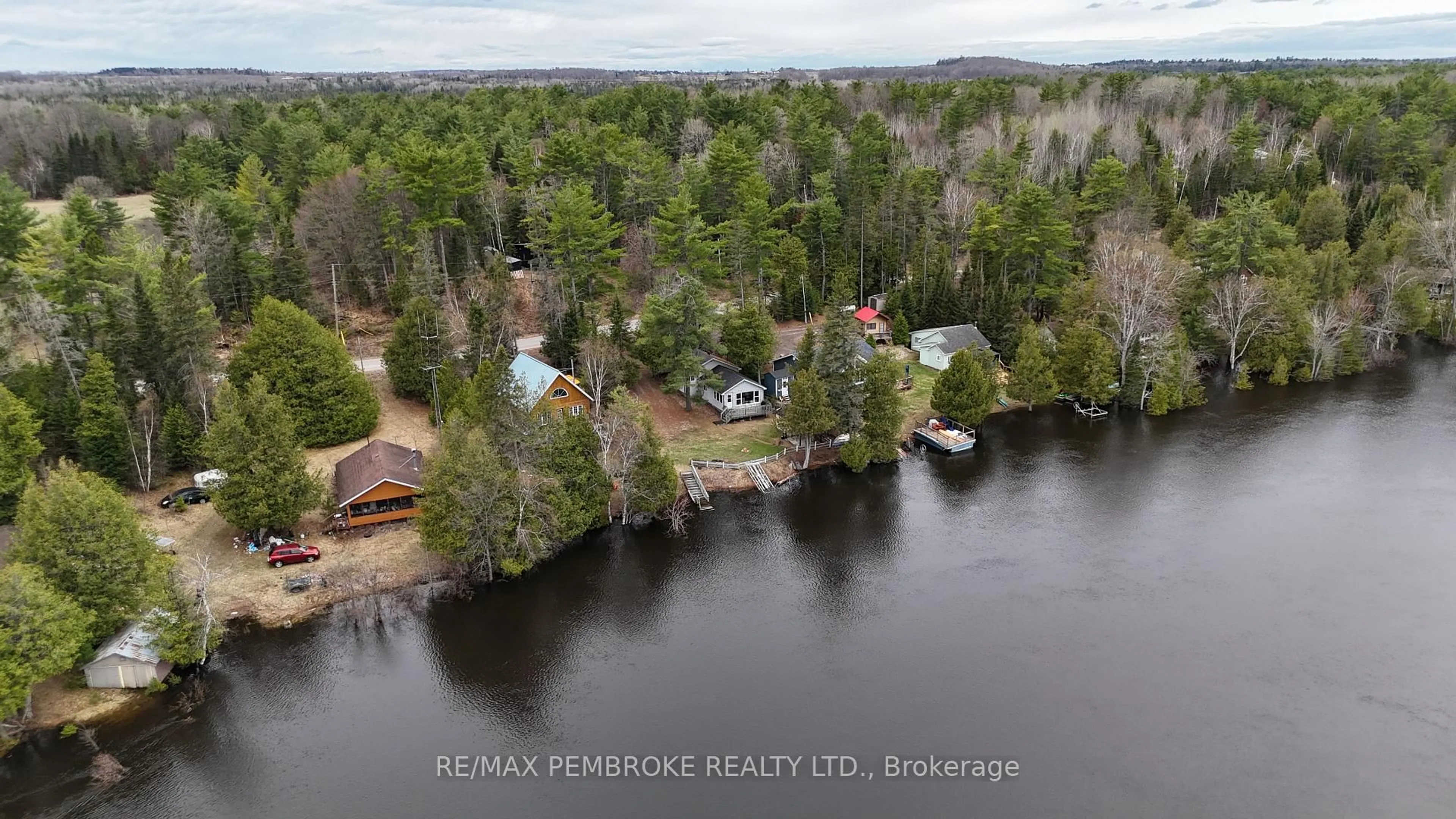A pic from outside/outdoor area/front of a property/back of a property/a pic from drone, water/lake/river/ocean view for 354 Greenway Dr, Westmeath Ontario K0J 2L0