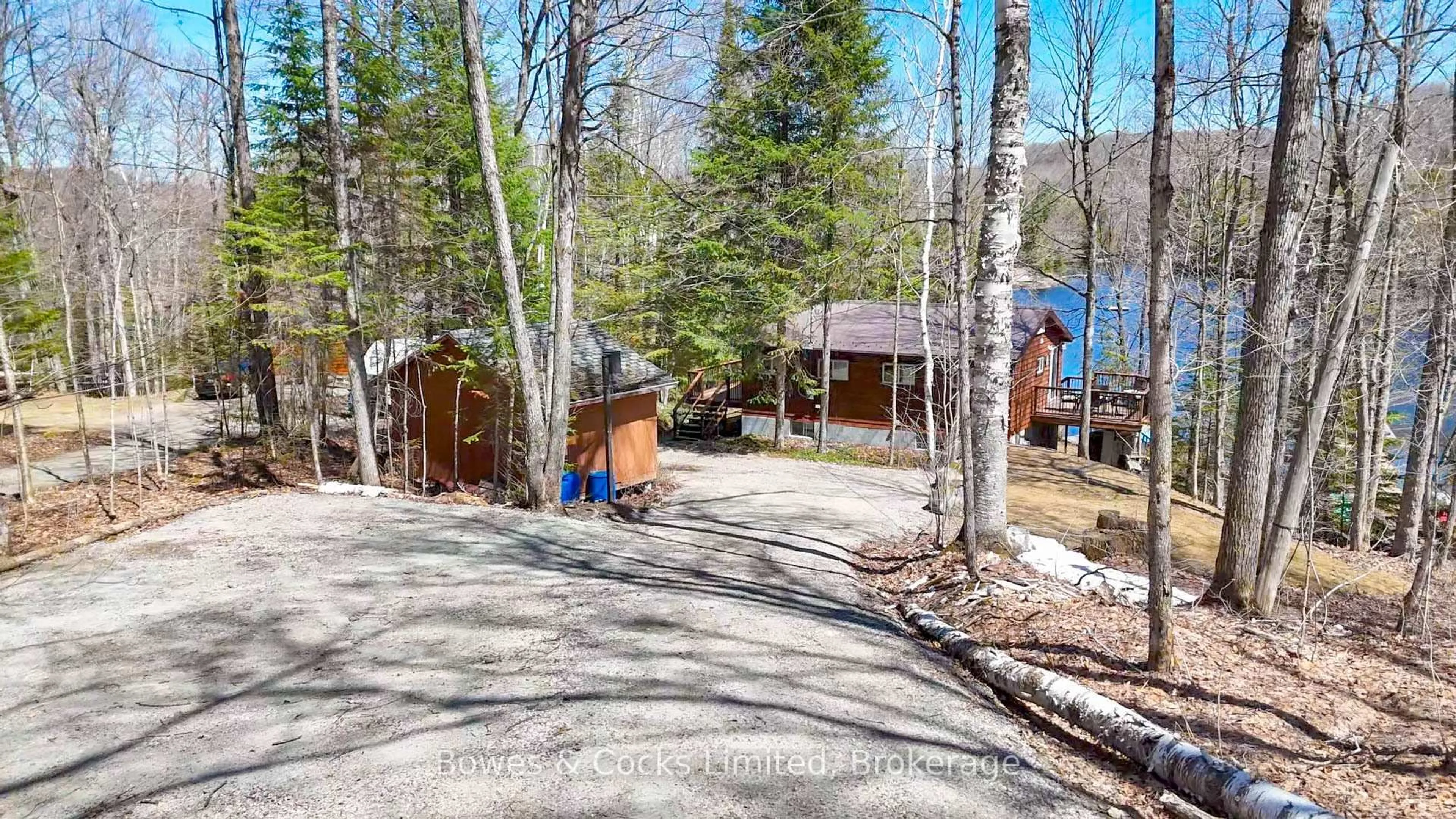 A pic from outside/outdoor area/front of a property/back of a property/a pic from drone, forest/trees view for 1063 Esson Creek Lane, Highlands East Ontario K0L 2Y0