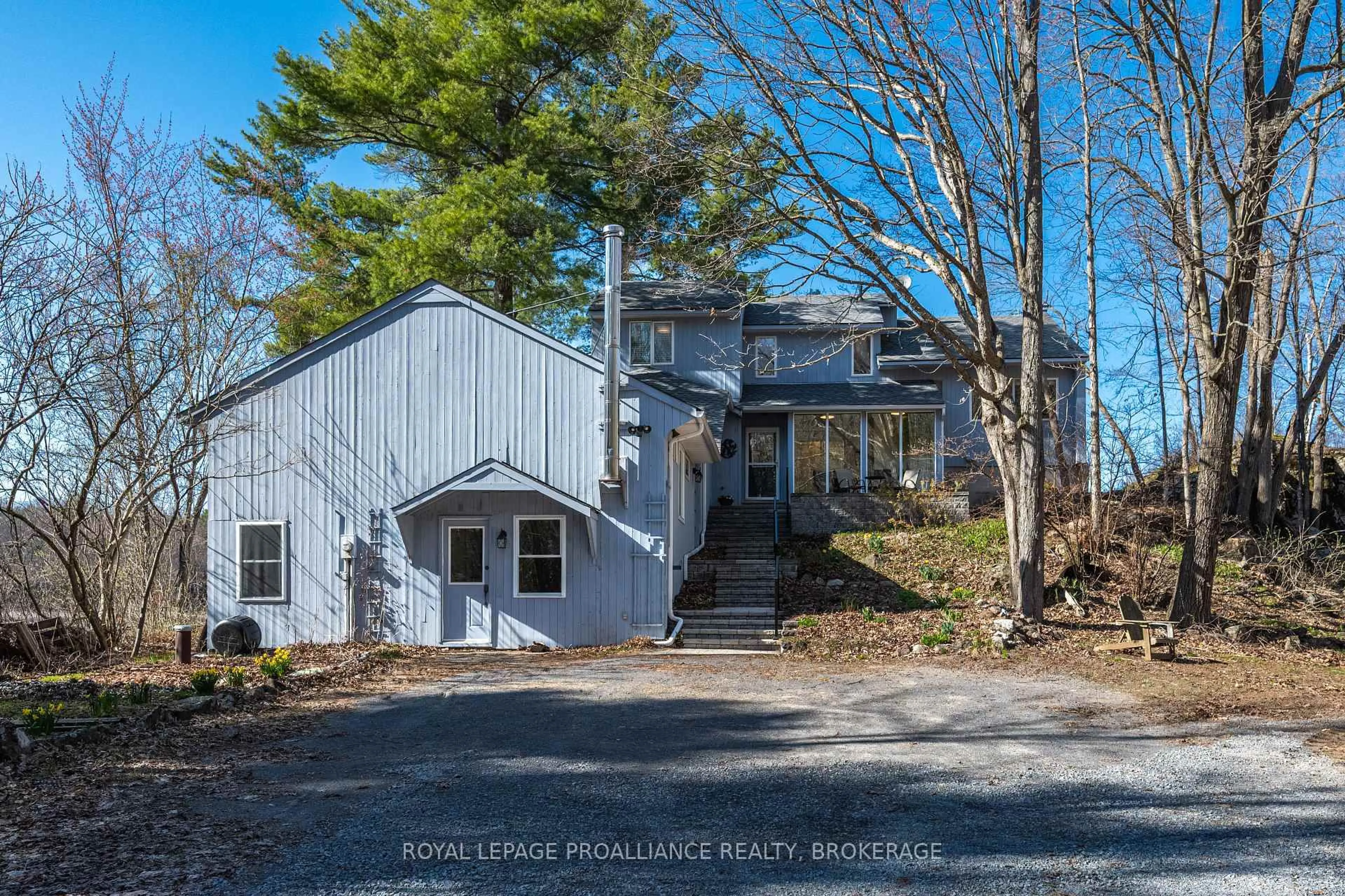 A pic from outside/outdoor area/front of a property/back of a property/a pic from drone, street for 3860 Desert Lake Rd, Verona Ontario K0H 2W0