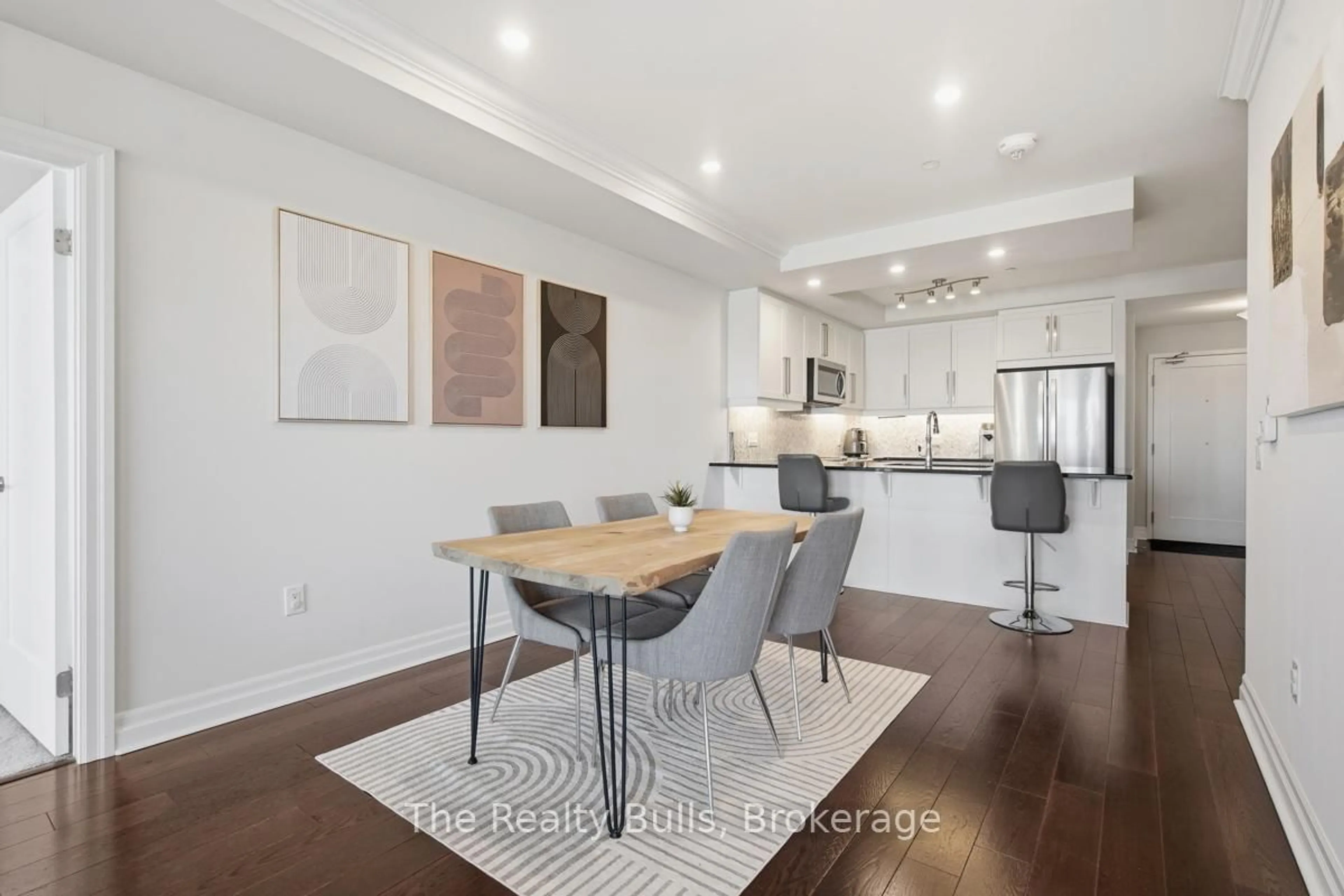 Open concept kitchen, wood/laminate floor for 505 Talbot St #2302, London East Ontario N6A 2S6