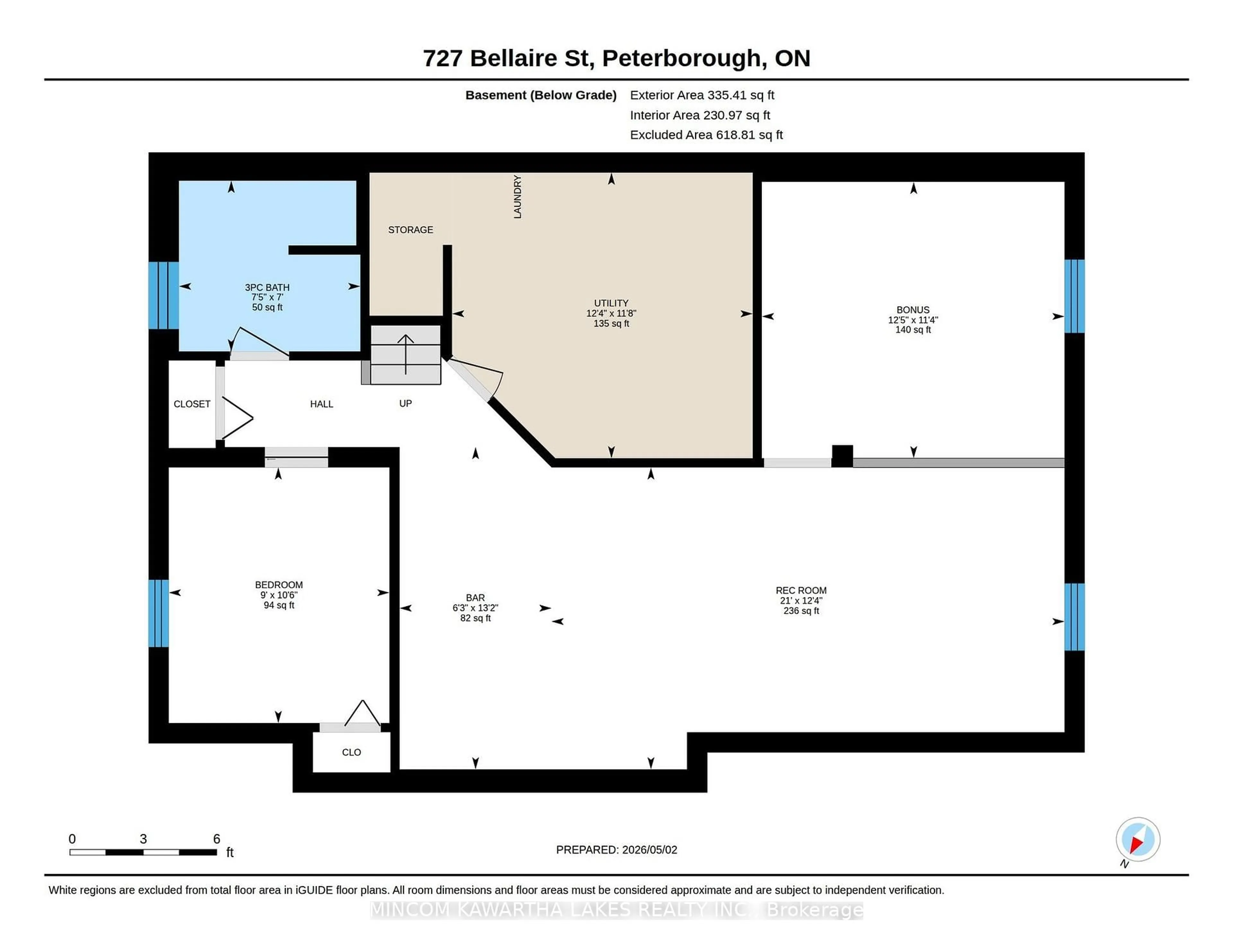 Floor plan for 727 Bellaire St, Peterborough Ontario K9J 3Y7