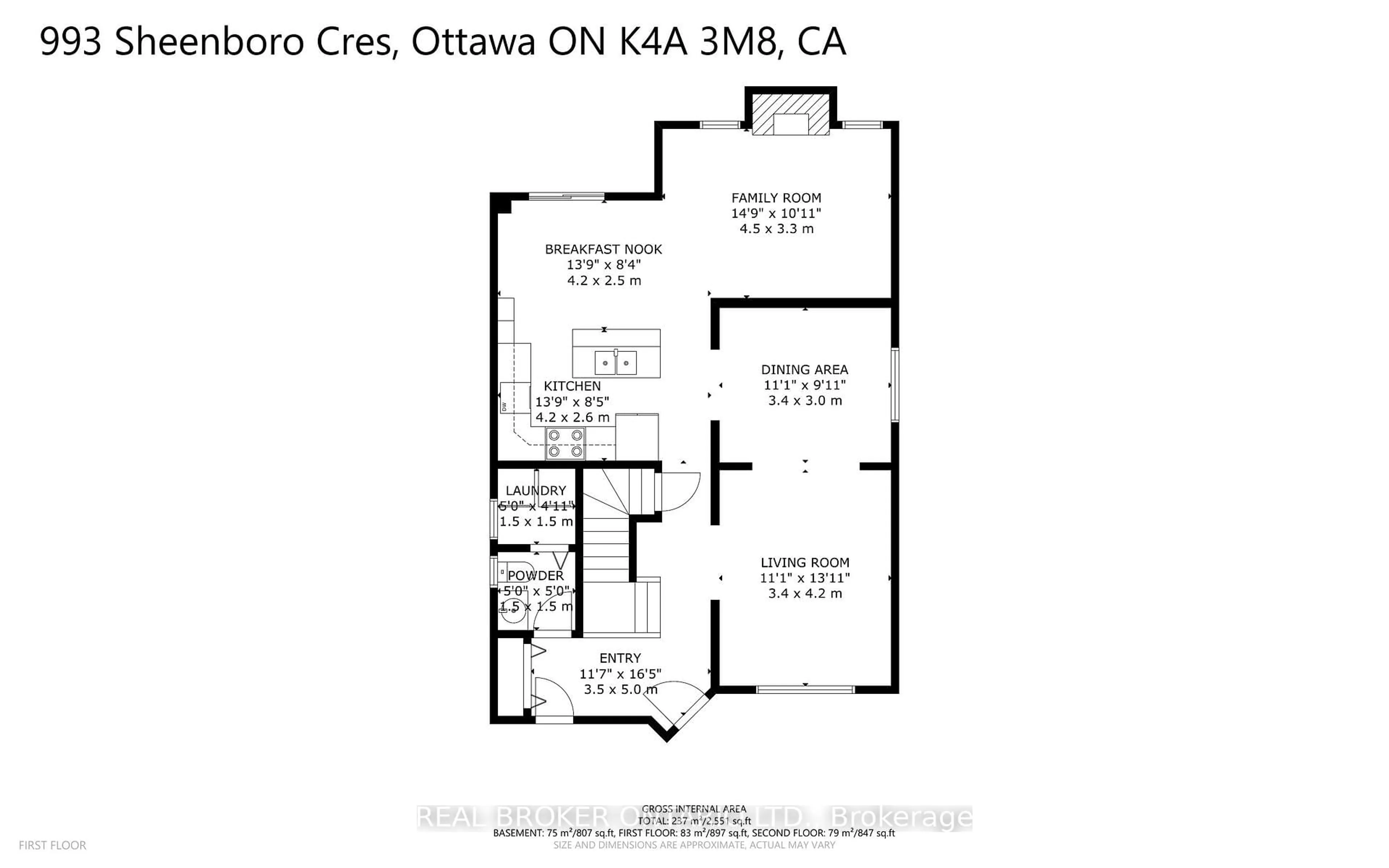 Floor plan for 993 Sheenboro Cres, Ottawa Ontario K4A 3M8