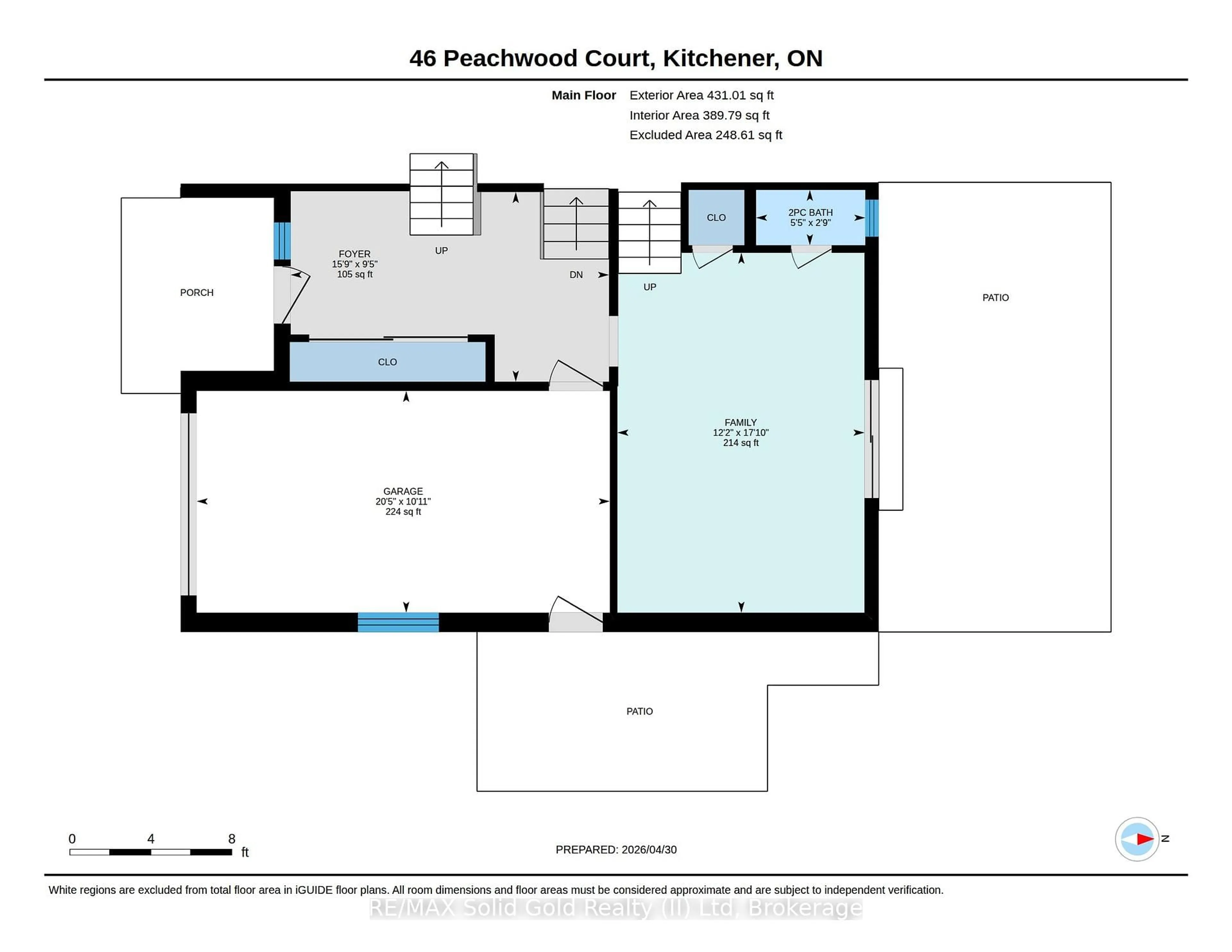 Floor plan for 46 Peachwood Crt, Kitchener Ontario N2B 1S6