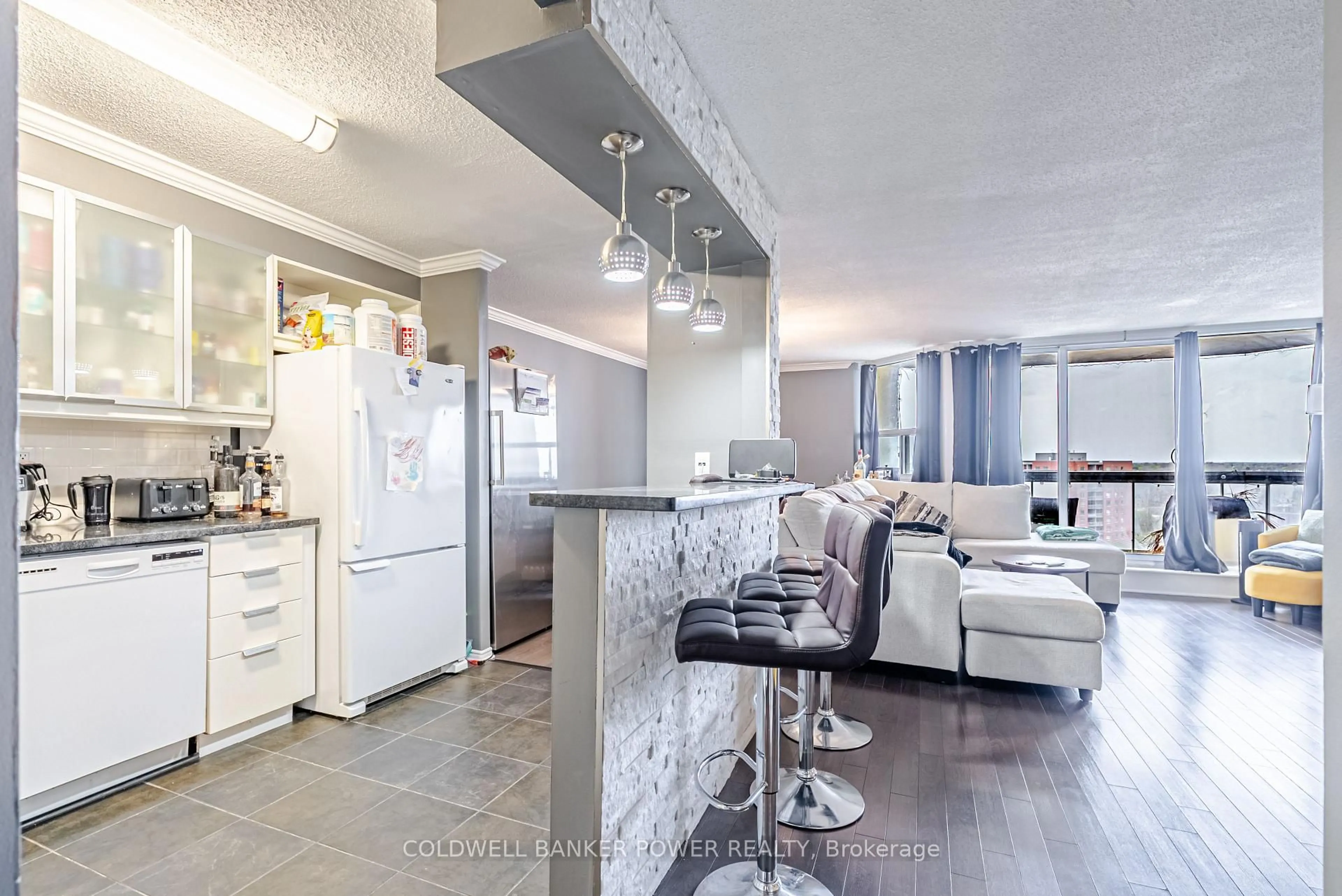 Open concept kitchen, ceramic/tile floor for 323 Colborne St #1604, London East Ontario N6B 3N8