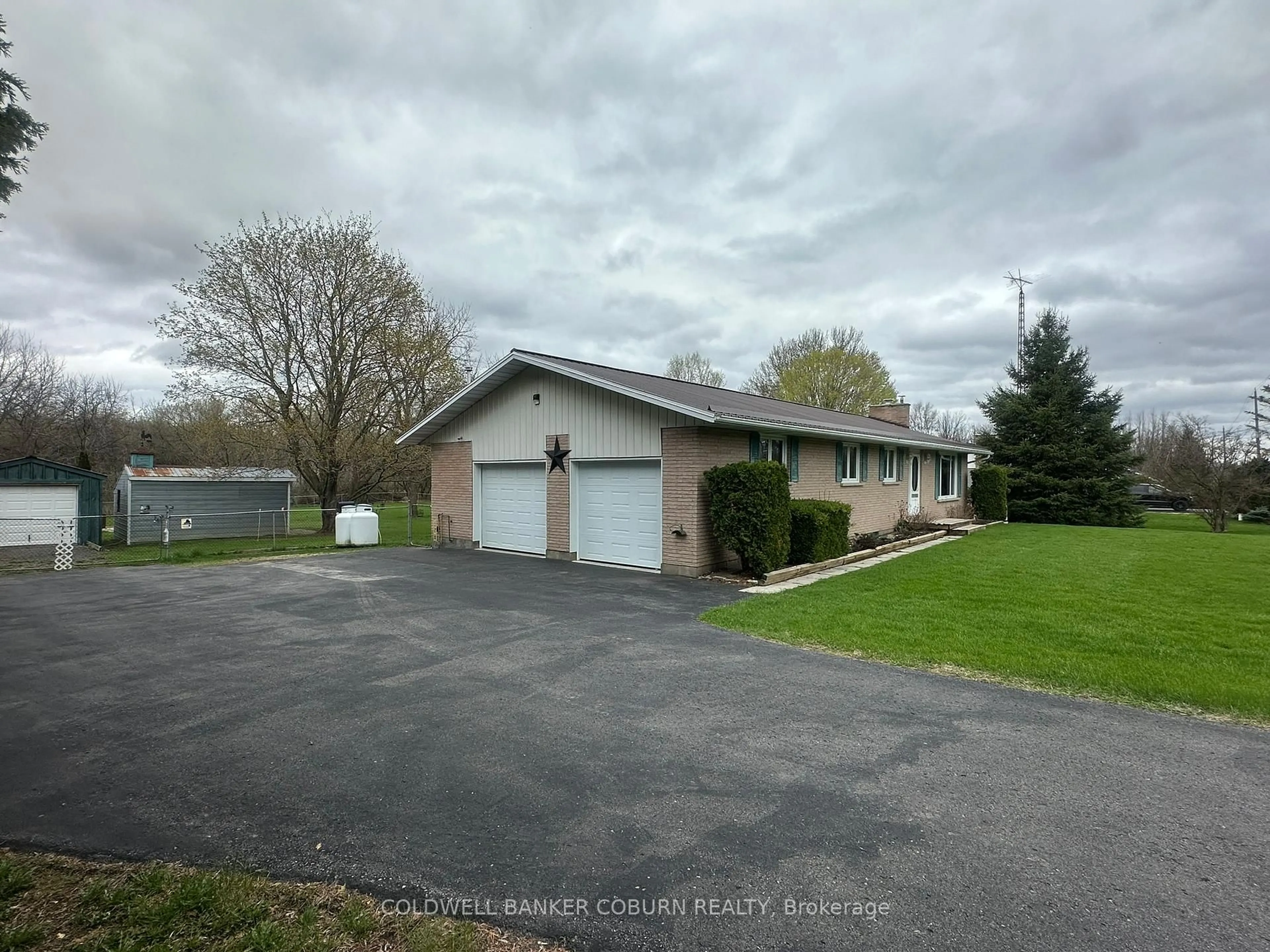 A pic from outside/outdoor area/front of a property/back of a property/a pic from drone, water/lake/river/ocean view for 5429 County Road 16 Brinston Rd, South Dundas Ontario K0E 1K0