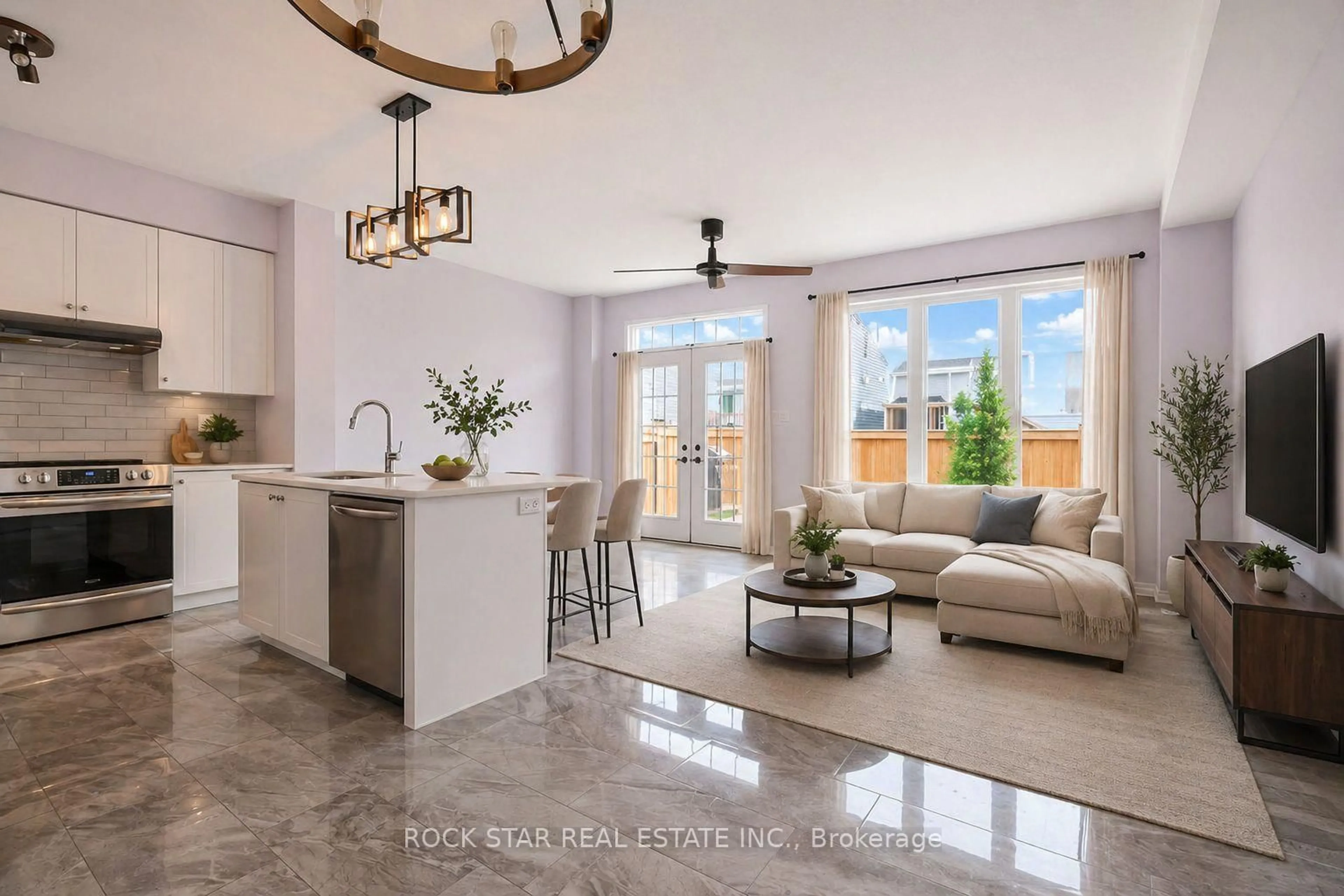 Open concept kitchen, ceramic/tile floor for 331 Dolman St, Woolwich Ontario N0B 1M0