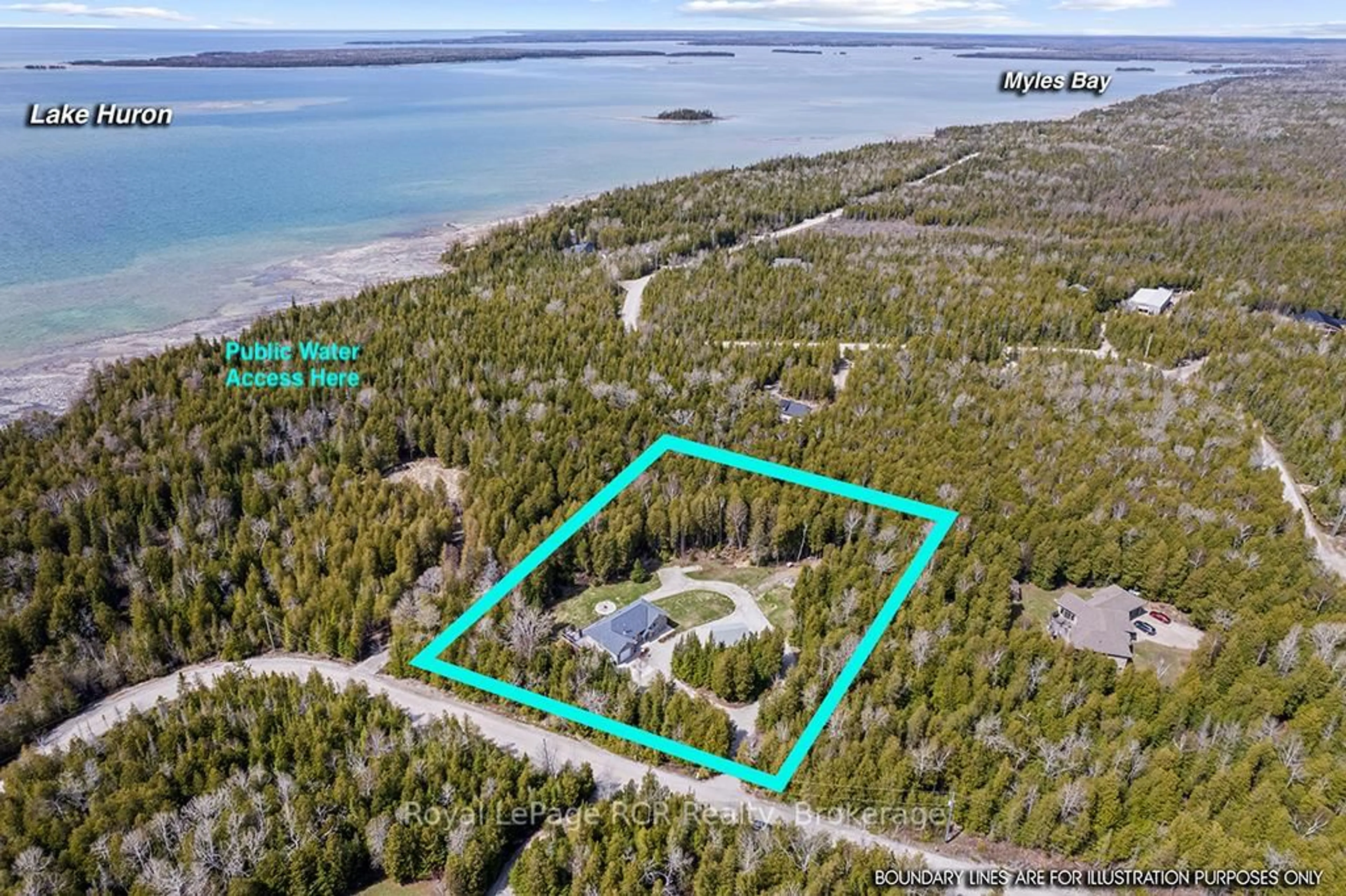 A pic from outside/outdoor area/front of a property/back of a property/a pic from drone, water/lake/river/ocean view for 109 Pike St, Northern Bruce Peninsula Ontario N0H 1W0
