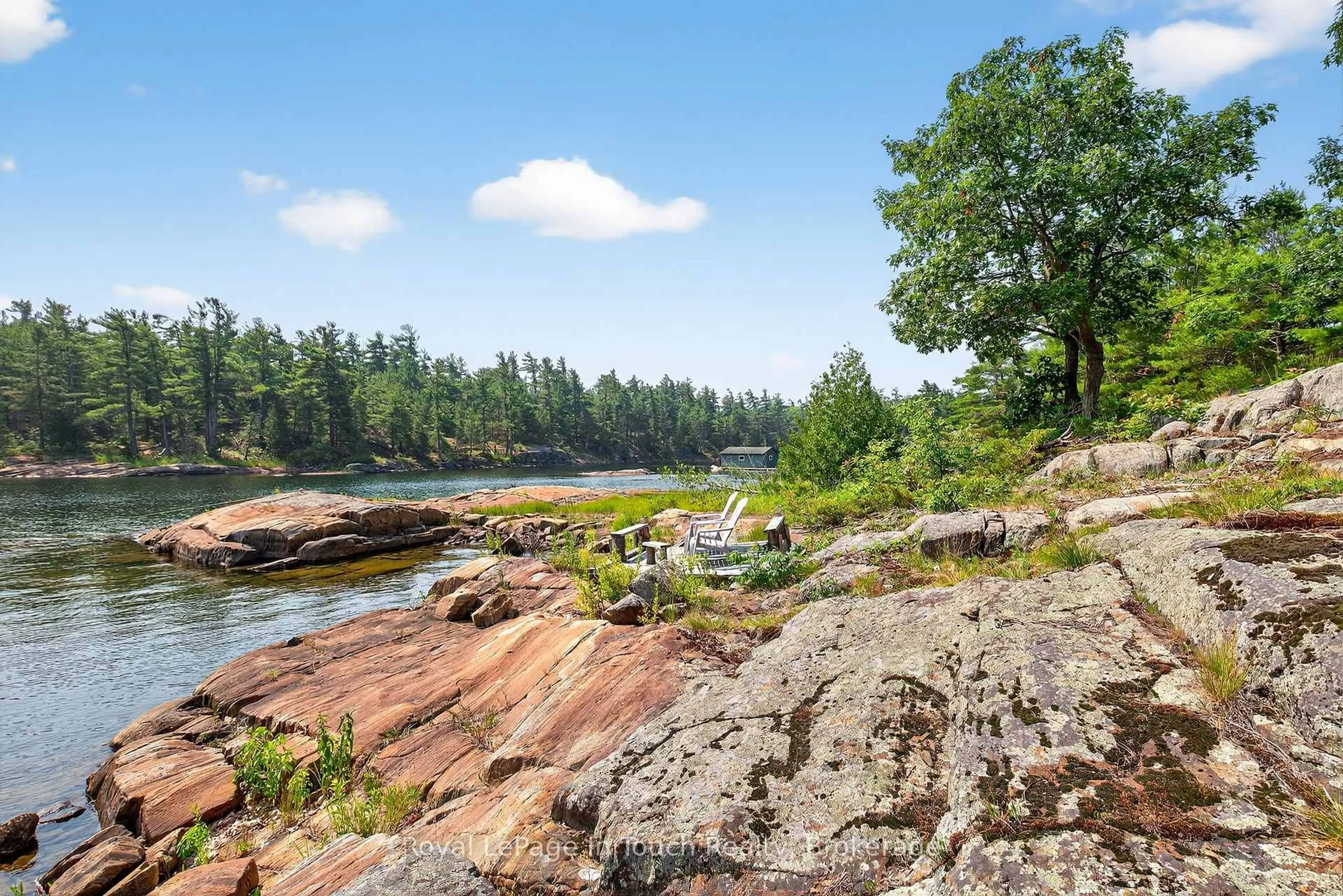 Patio, water/lake/river/ocean view for 34 B320 Sans Souci Island, The Archipelago Ontario P2A 0B7