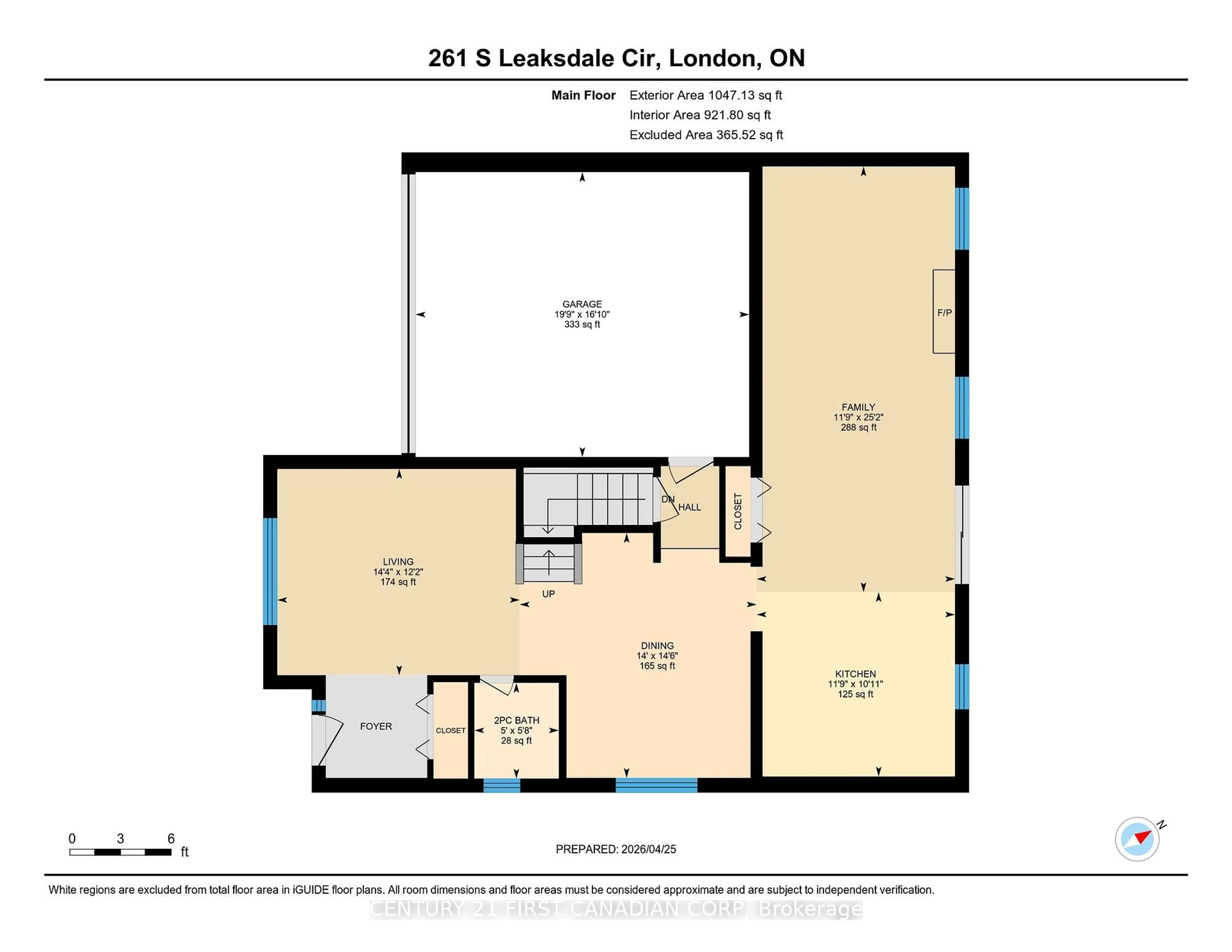 Floor plan for 261 South Leaksdale Circ, London South Ontario N6M 1K3