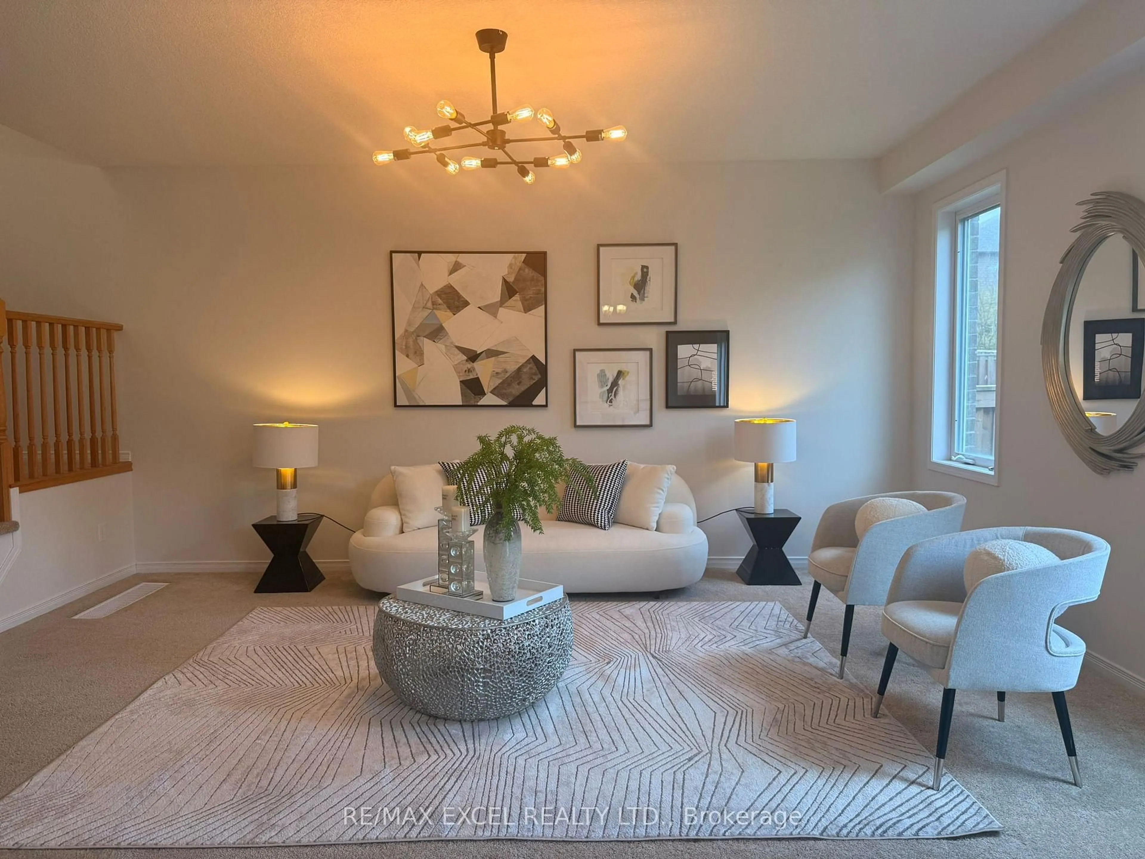 Living room with furniture, carpet floor for 692 Indian Grass St, Waterloo Ontario N2V 0C9