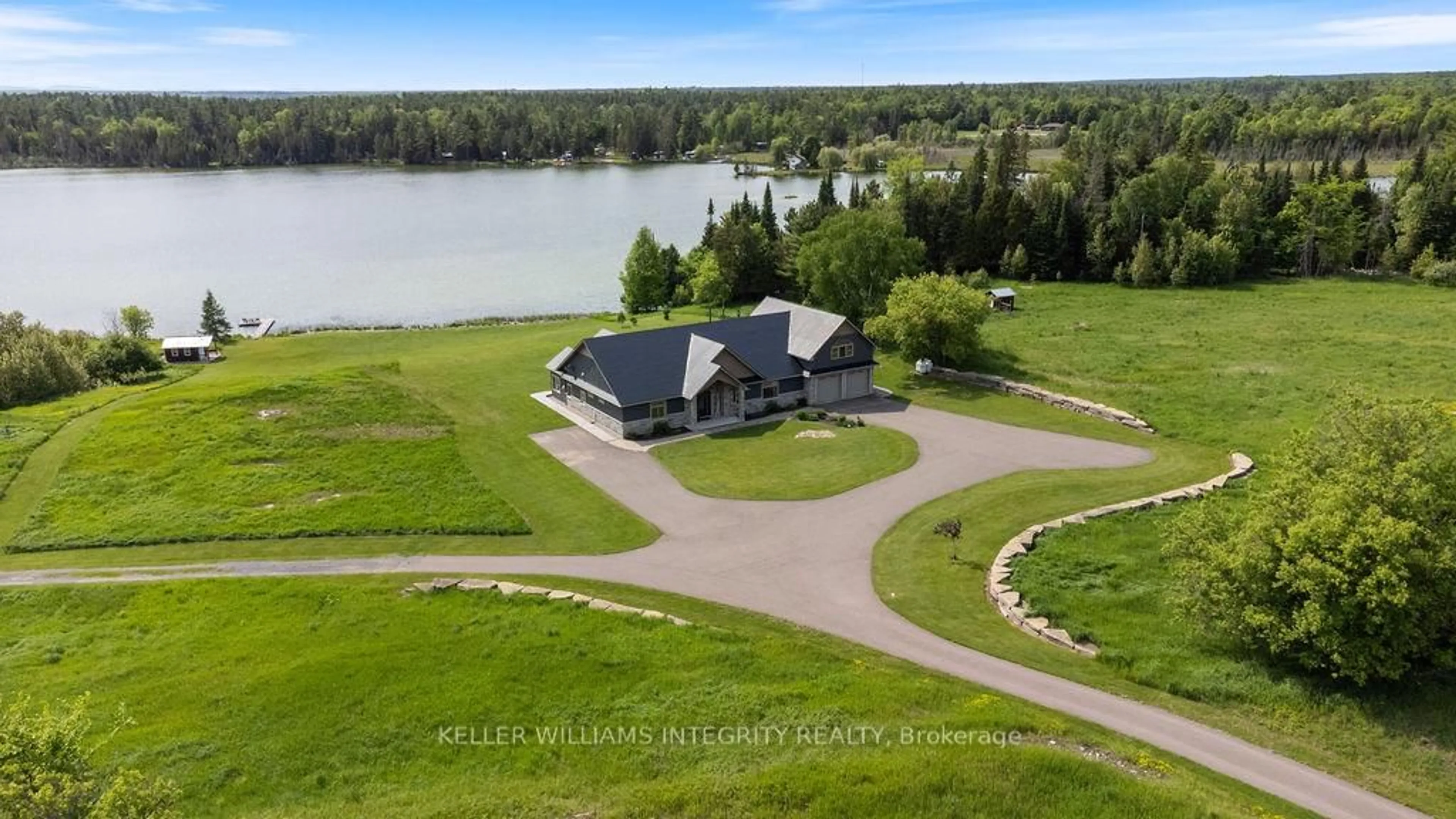 A pic from outside/outdoor area/front of a property/back of a property/a pic from drone, water/lake/river/ocean view for 639 Loney Lake Rd, White Lake Ontario K0A 3L0