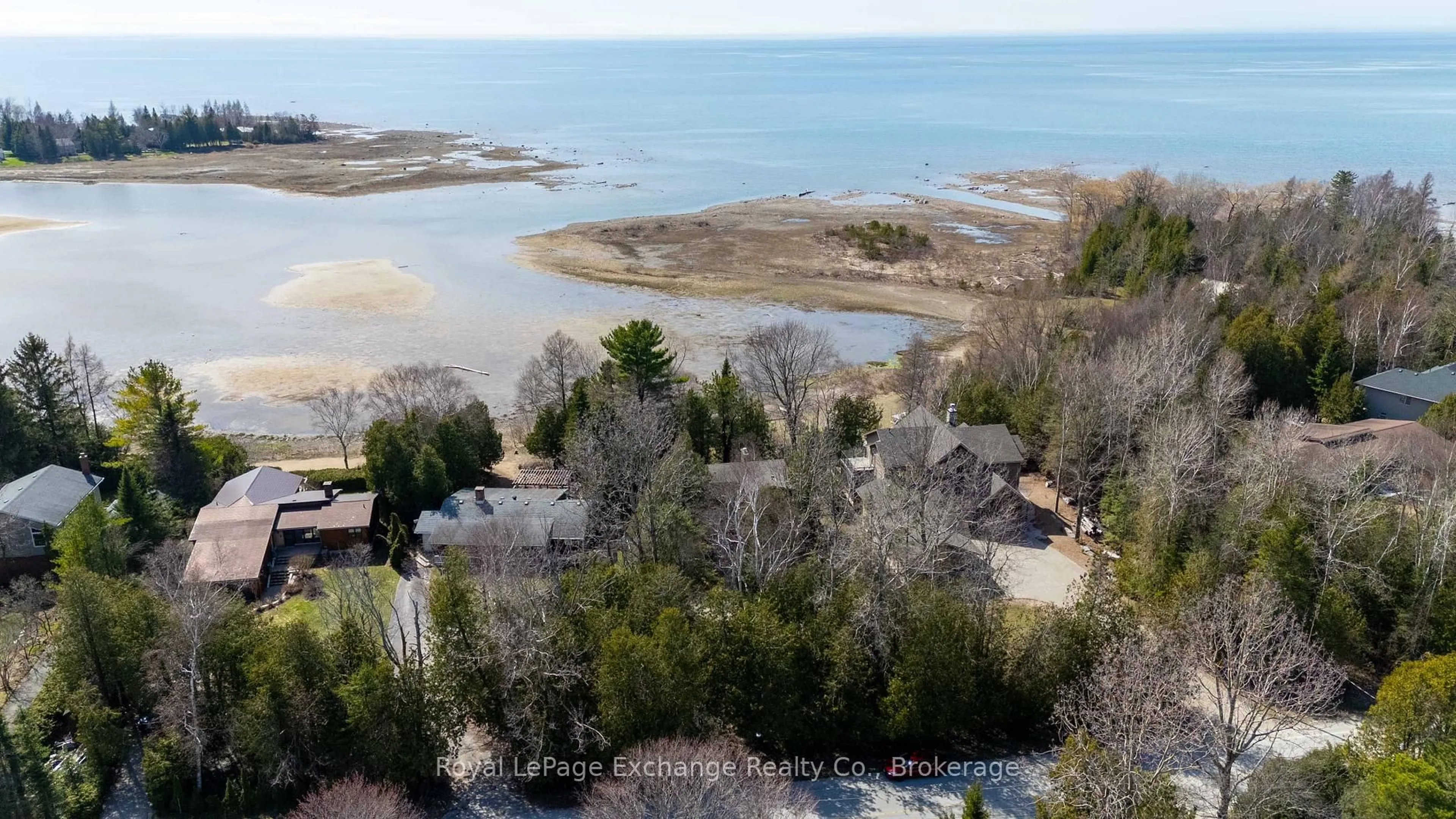 A pic from outside/outdoor area/front of a property/back of a property/a pic from drone, water/lake/river/ocean view for 201 Miramichi Bay Rd, Saugeen Shores Ontario N0H 2C6