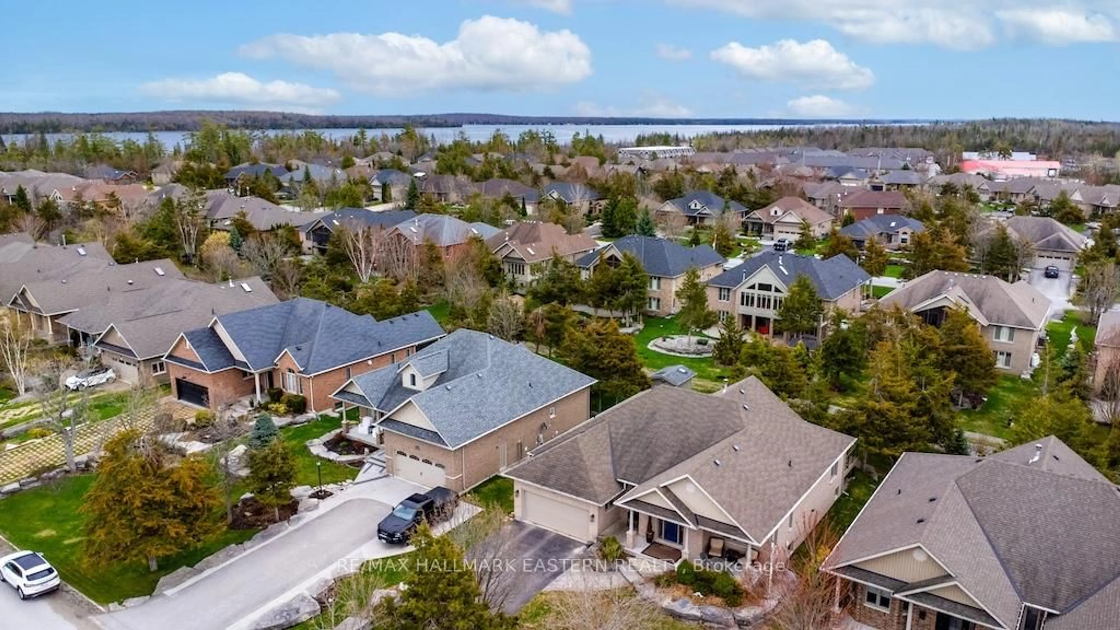 A pic from outside/outdoor area/front of a property/back of a property/a pic from drone, water/lake/river/ocean view for 19 Marina Dr, Kawartha Lakes Ontario K0M 1A0