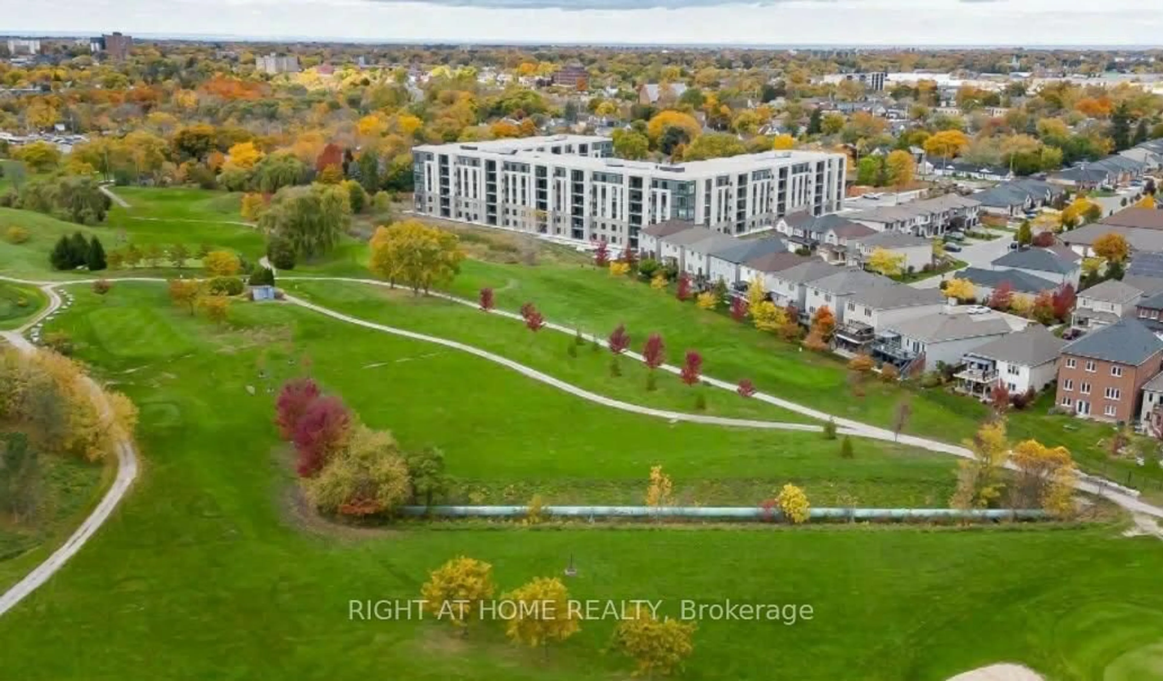 A pic from outside/outdoor area/front of a property/back of a property/a pic from drone, city buildings view from balcony for 50 Herrick Ave #146, St. Catharines Ontario L2P 2T9