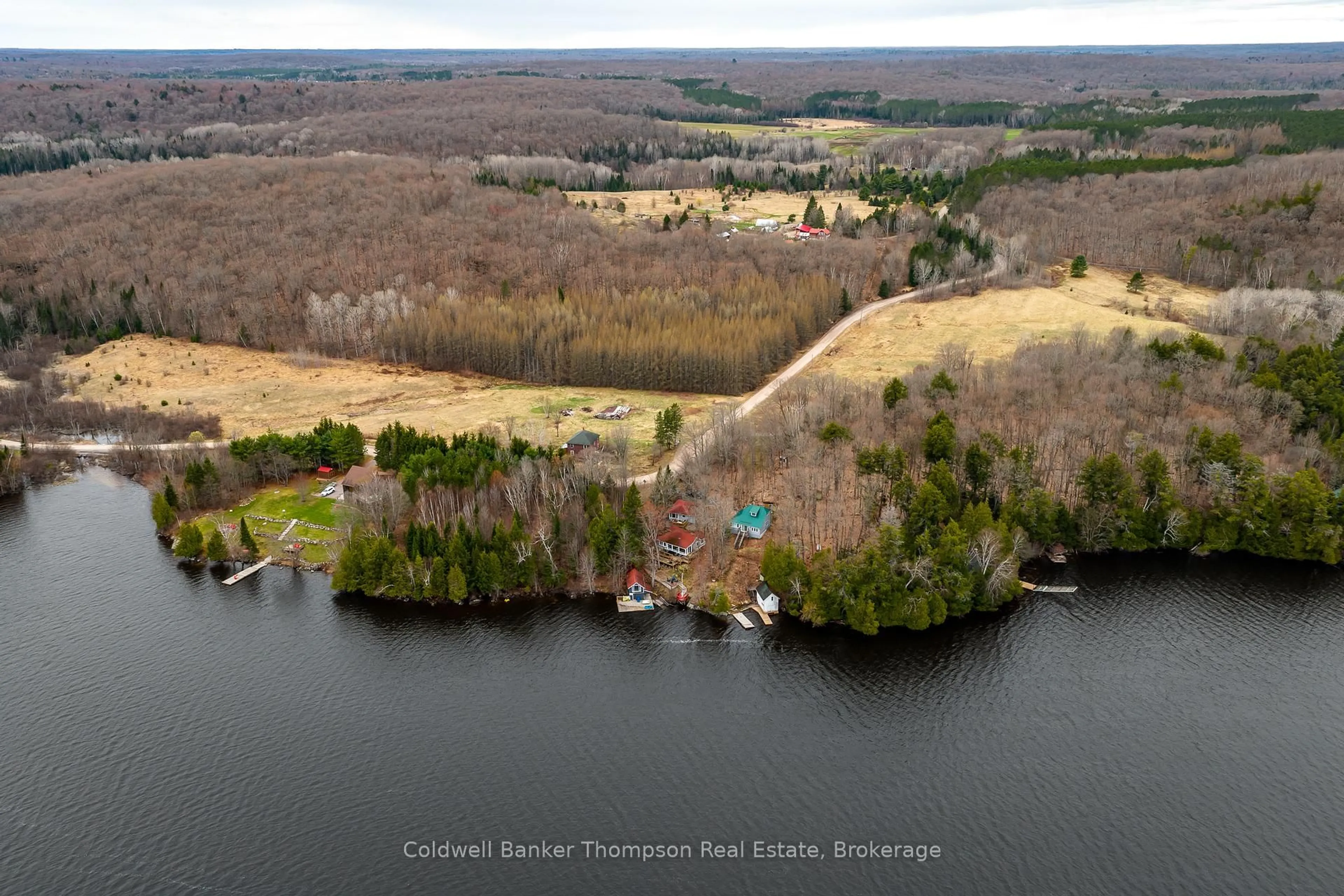 A pic from outside/outdoor area/front of a property/back of a property/a pic from drone, water/lake/river/ocean view for 4 A&B Starratt Rd, Ryerson Ontario P0A 1C0