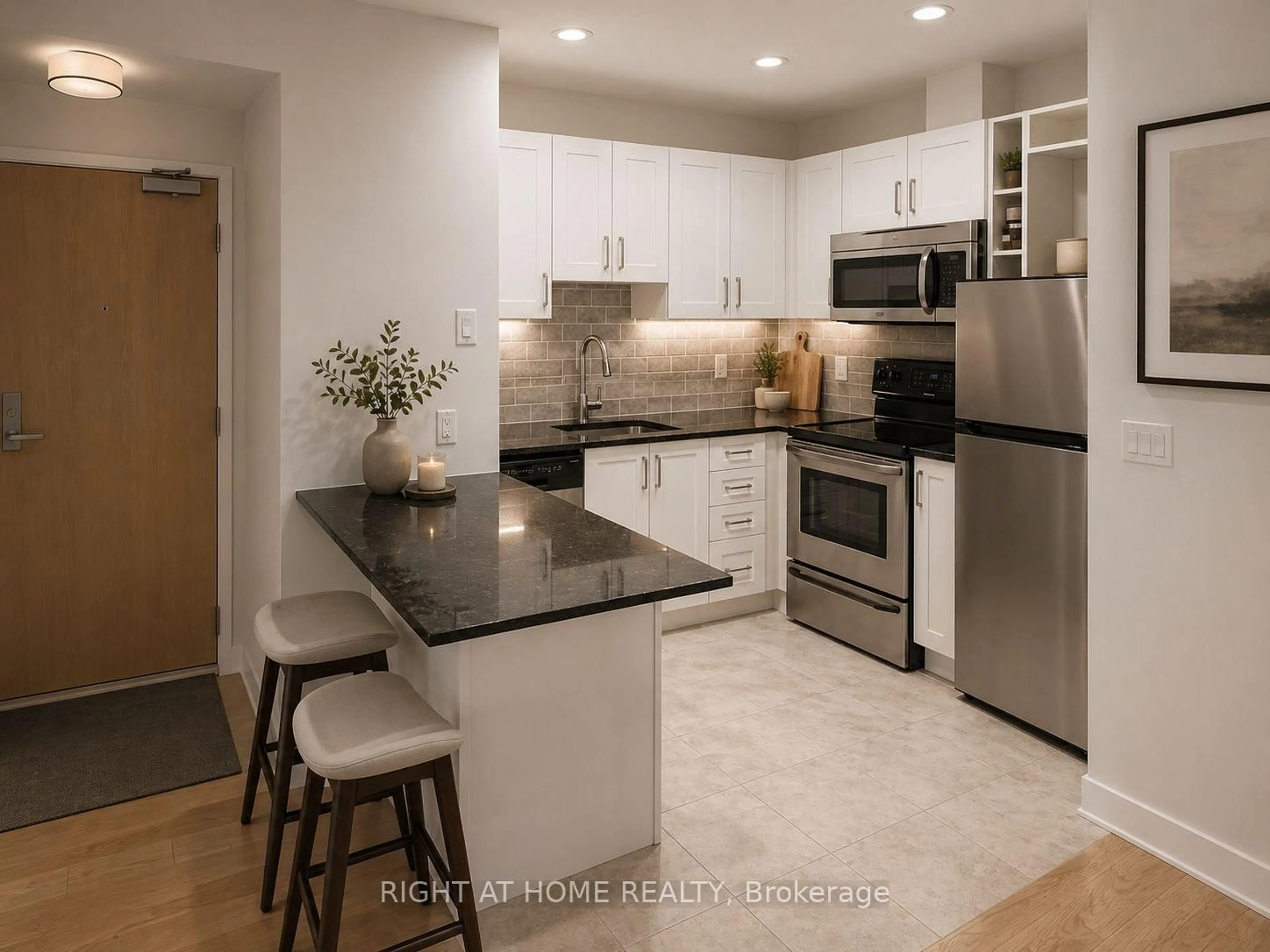 Open concept kitchen, ceramic/tile floor for 179 Metcalfe St #1210, Ottawa Ontario K2P 1P7