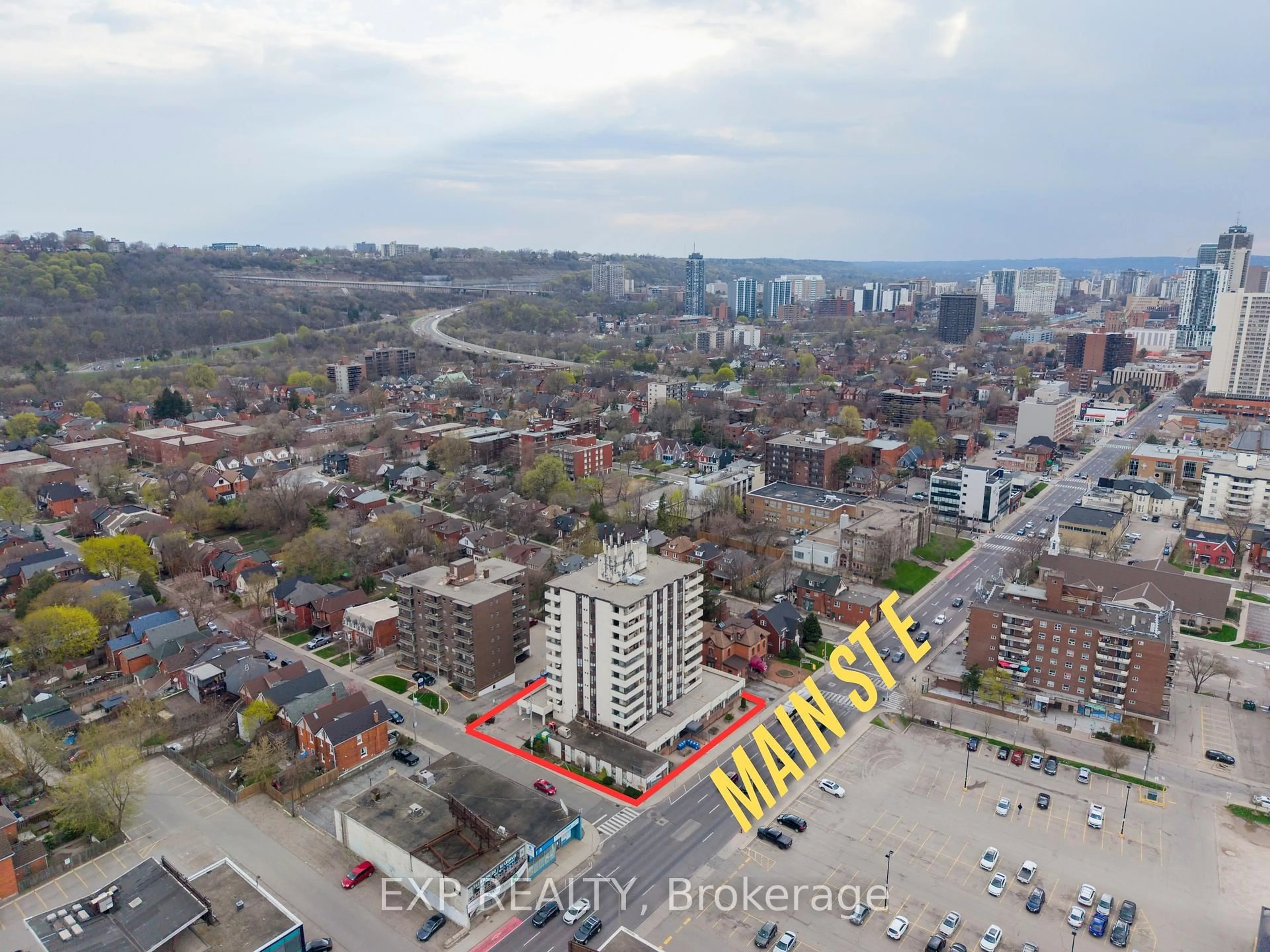 A pic from outside/outdoor area/front of a property/back of a property/a pic from drone, city buildings view from balcony for 432 Main St #601, Hamilton Ontario L8N 1J9