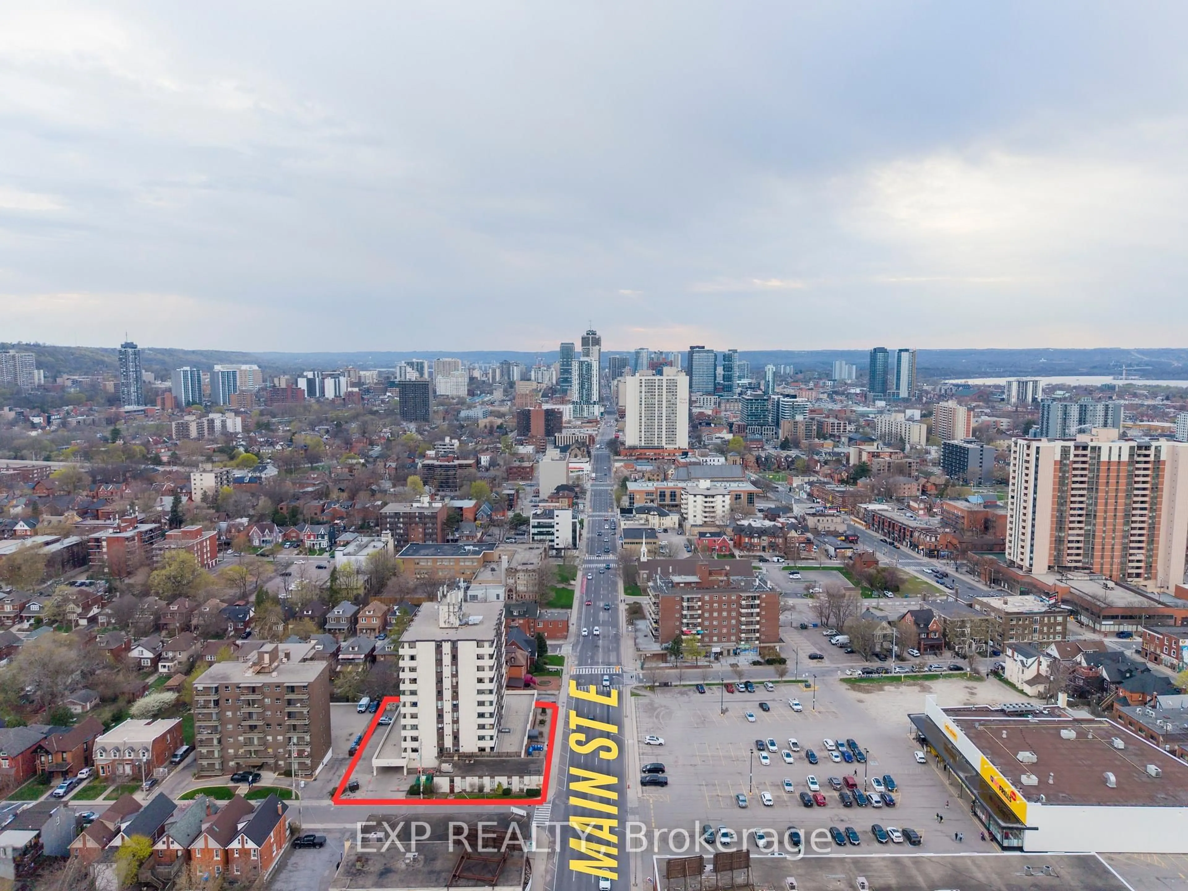 A pic from outside/outdoor area/front of a property/back of a property/a pic from drone, city buildings view from balcony for 432 Main St #601, Hamilton Ontario L8N 1J9