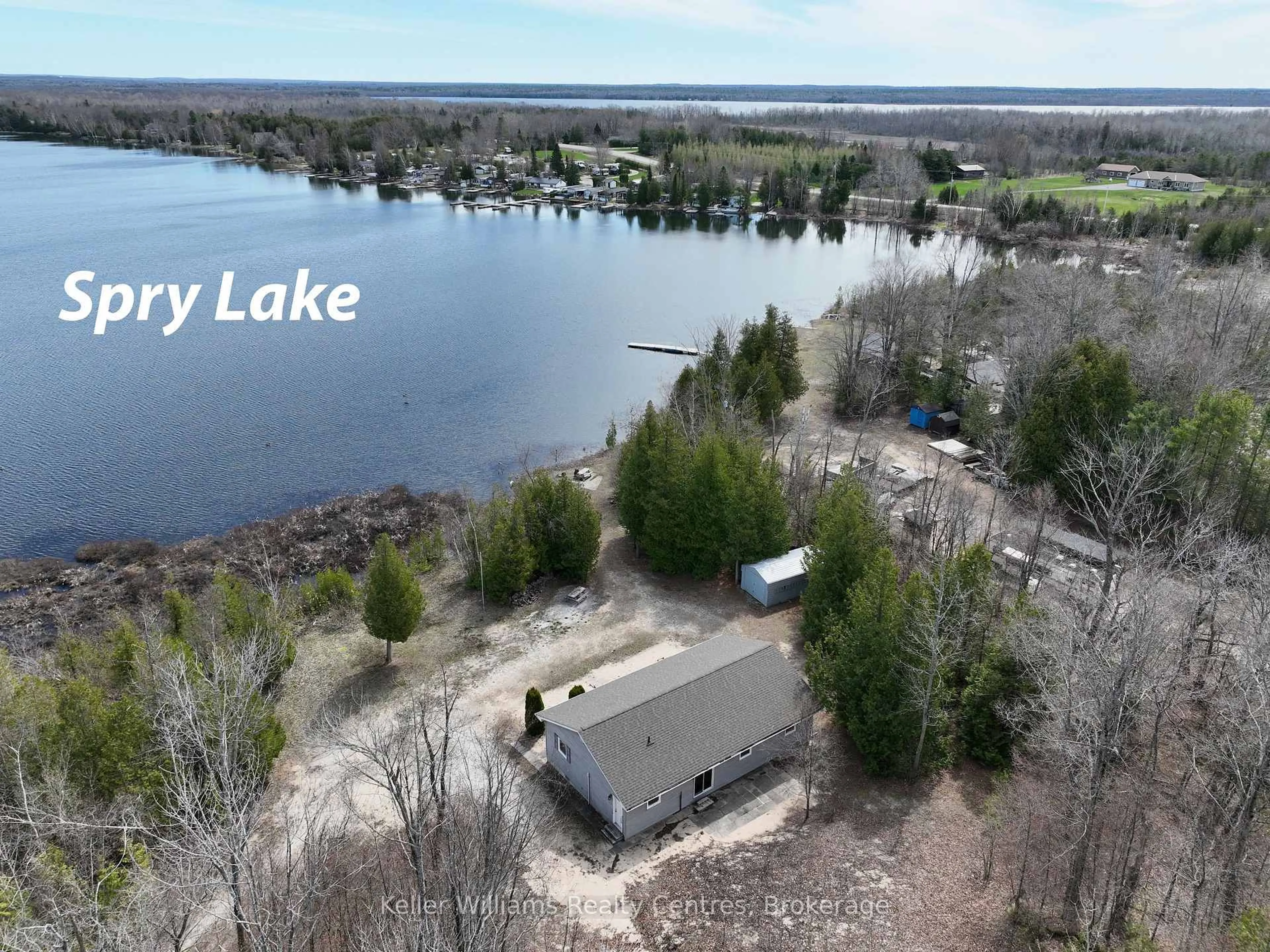 A pic from outside/outdoor area/front of a property/back of a property/a pic from drone, water/lake/river/ocean view for 35 Bryant St, South Bruce Peninsula Ontario N0H 2T0