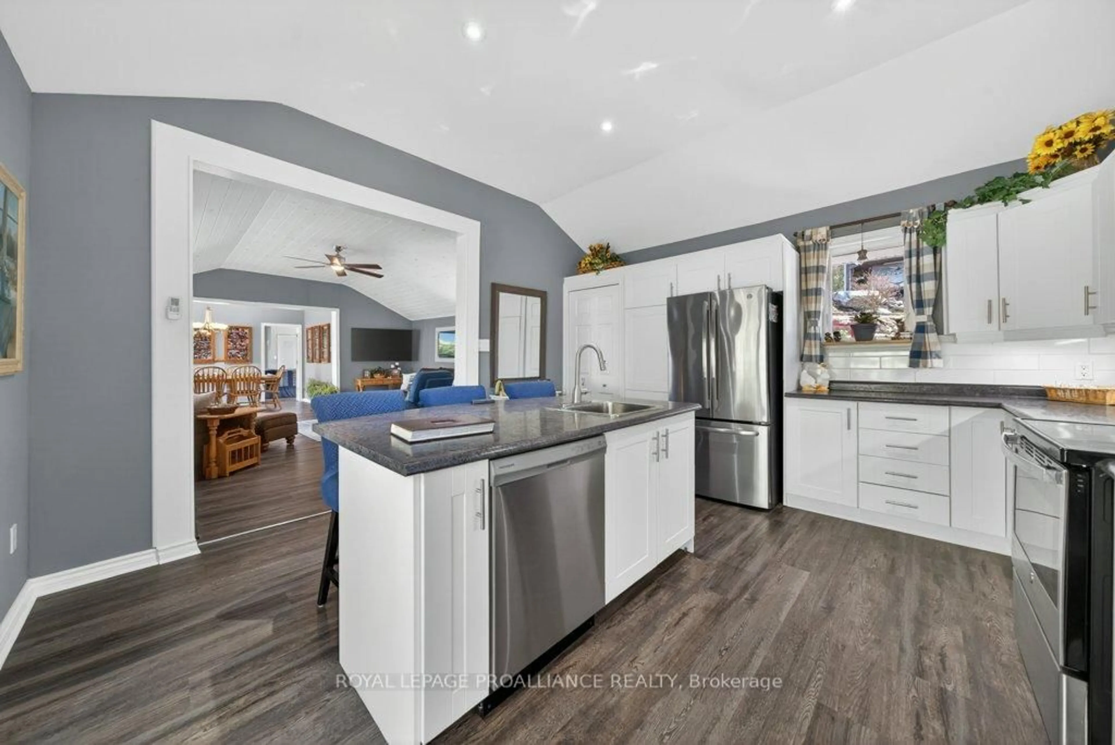 Open concept kitchen, ceramic/tile floor for 1058 Shady Lane, Arden Ontario K0H 1B0