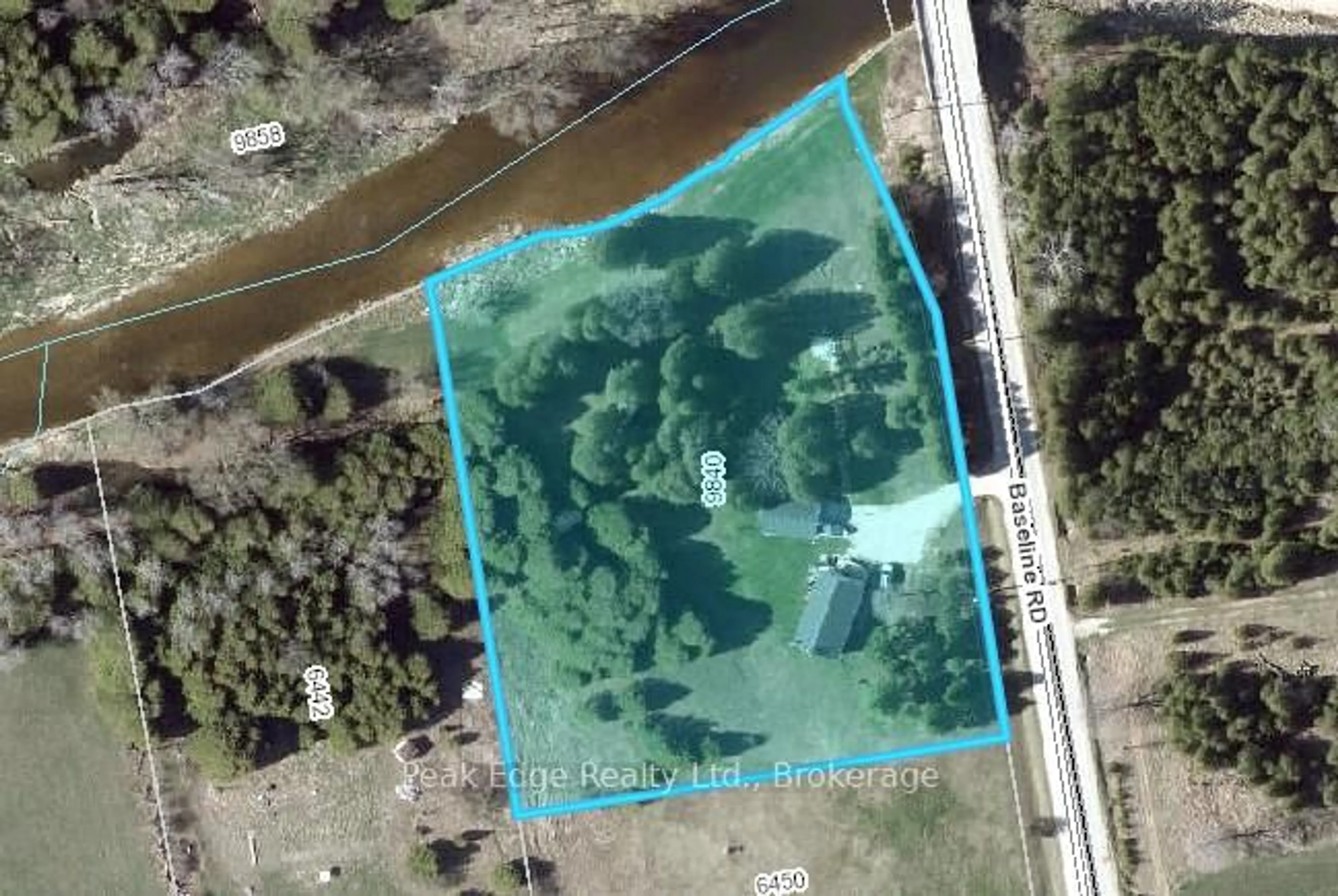 A pic from outside/outdoor area/front of a property/back of a property/a pic from drone, water/lake/river/ocean view for 9840 Baseline Rd, Minto Ontario N0G 1M0