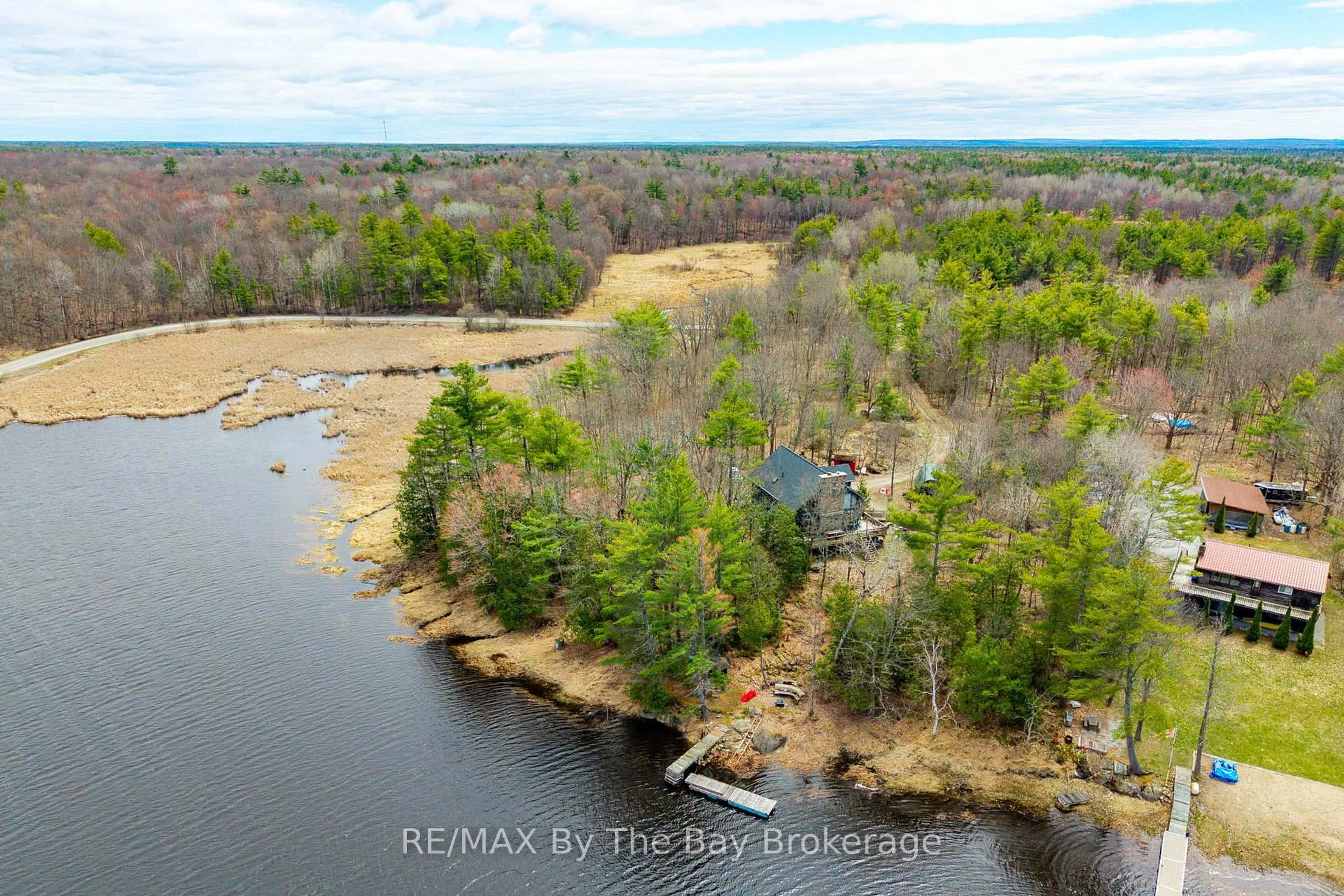 A pic from outside/outdoor area/front of a property/back of a property/a pic from drone, water/lake/river/ocean view for 609 South Bay Rd, Georgian Bay Ontario L0K 1S0