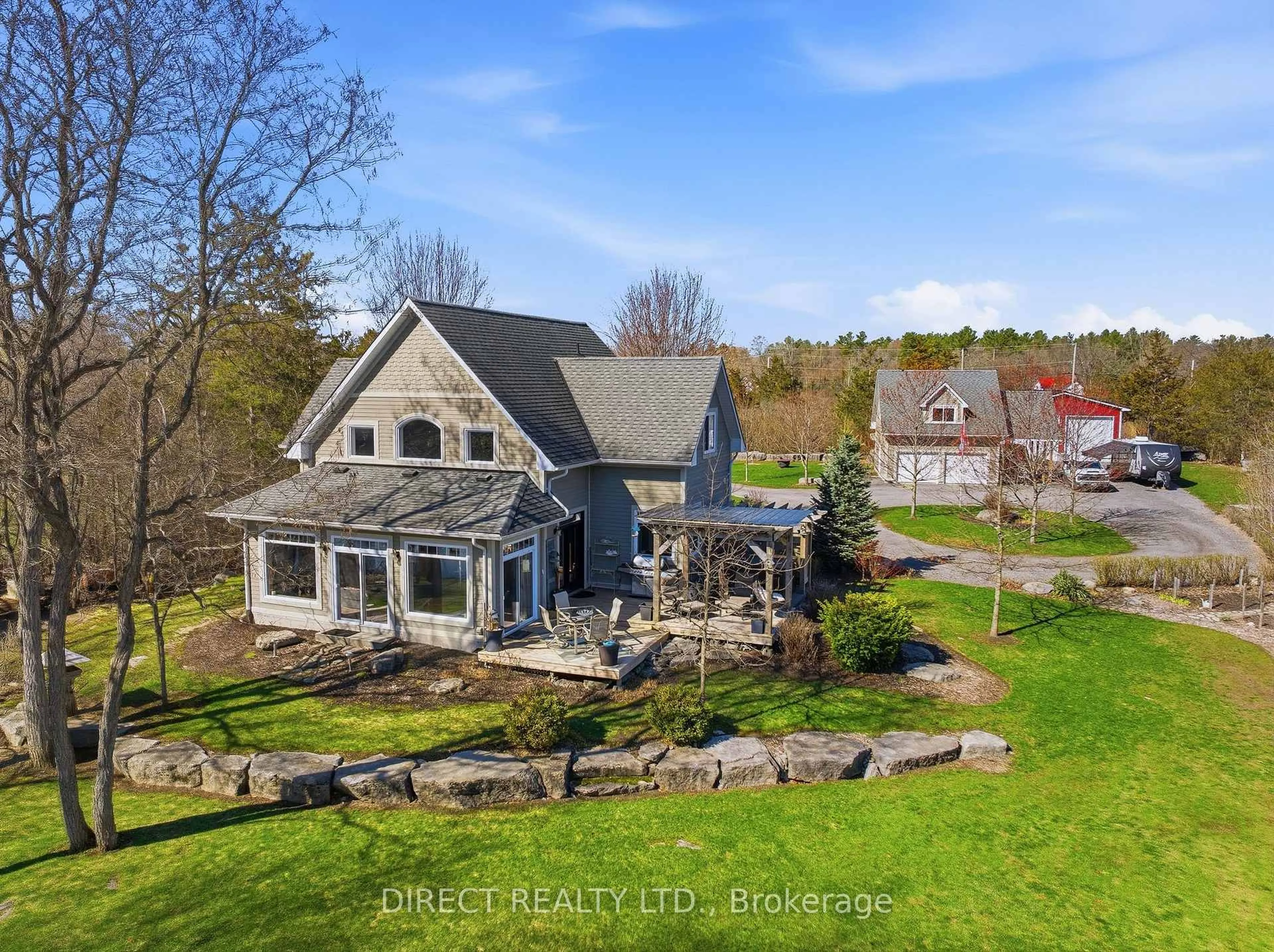 A pic from outside/outdoor area/front of a property/back of a property/a pic from drone, water/lake/river/ocean view for 15 Sharpes Lane, Quinte West Ontario K0K 2B0