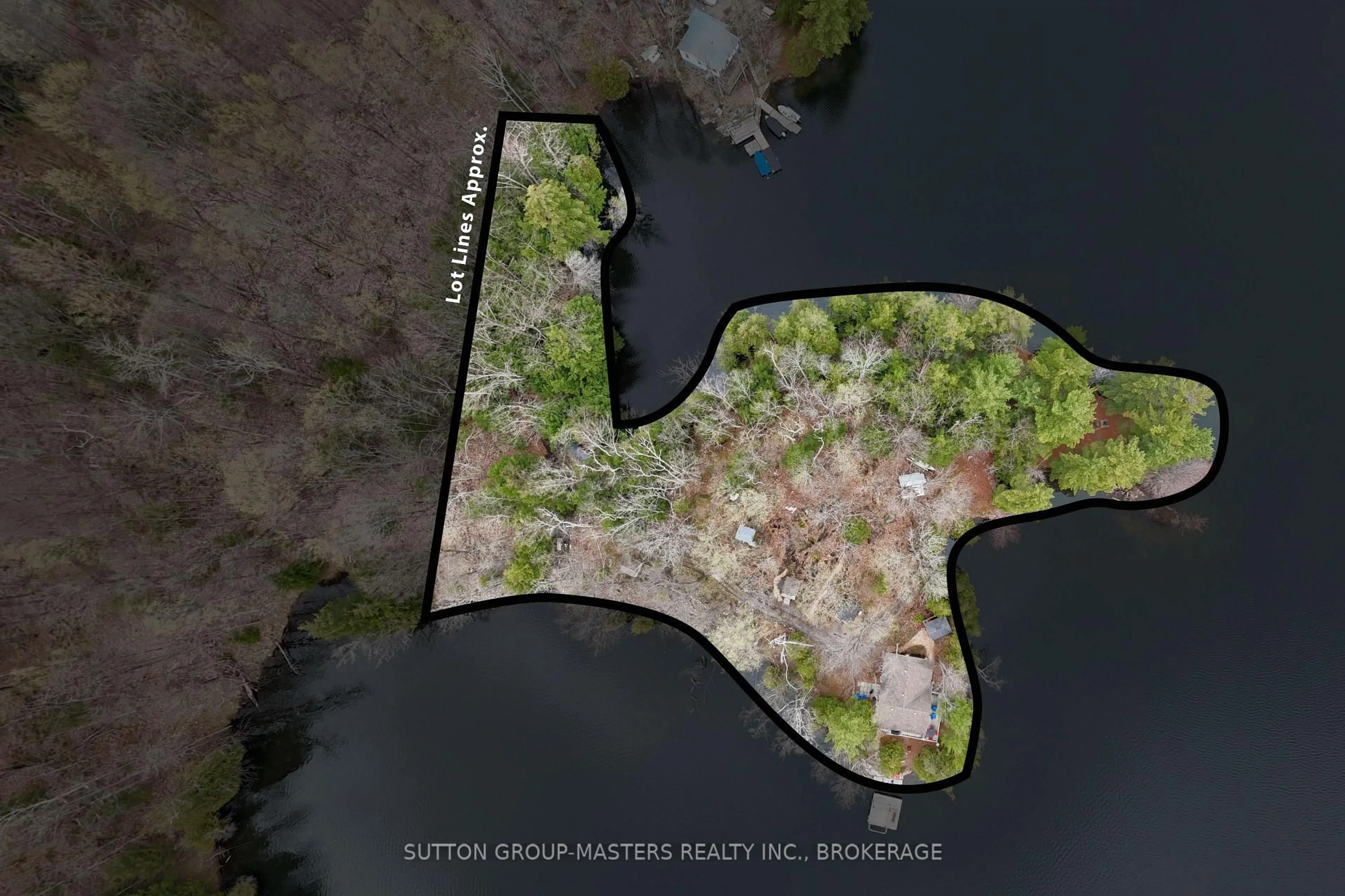 A pic from outside/outdoor area/front of a property/back of a property/a pic from drone, water/lake/river/ocean view for 1270 Willy's Lane, Hartington Ontario K0H 1W0